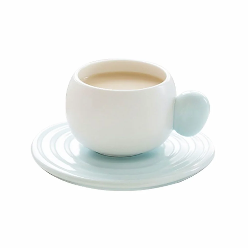 Ceramiczny kubek do kawy do domowego biura, popołudniowa herbata, kreatywny kubek nordycki, prosty zestaw, kubek do kawy i spodek, kubek do kawy (B)