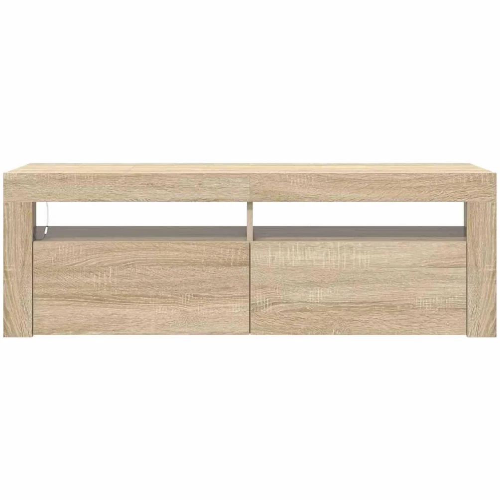 Generic Szafka Pod Telewizor z Oświetleniem LED, Nowoczesny Stojak Pod Telewizor RGB z USB, Modny Zestaw HiFi z dużą ilością Miejsca na DVD, konsolę do Gier i Urządzenie do (Dąb Sonoma)