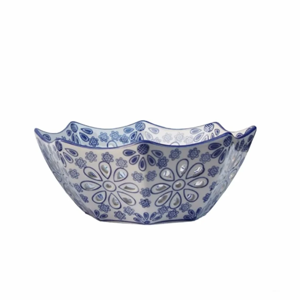 Miski na owoce niebieska i biała porcelanowa ceramiczna pusta skórka melona płyta do przechowywania talerz orzeźwieniowy talerz talerz na owoce przekąski suszone przekąski kosz na owoce i
