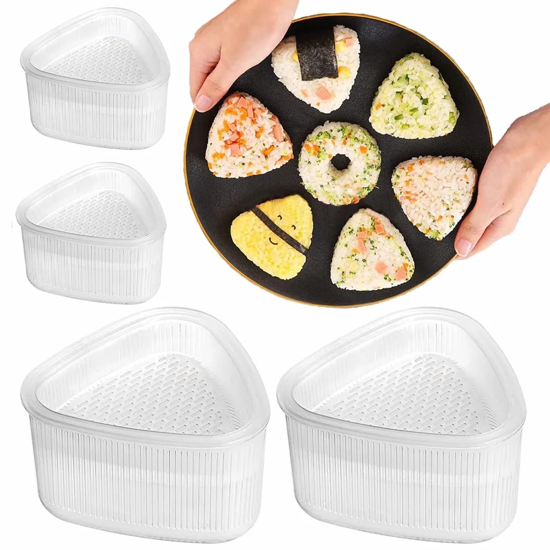 Zestaw do onigiri i sushi, 4-częściowy | Duże i małe trójkątne formy do DIY kuchni, imprezy dla początkujących
