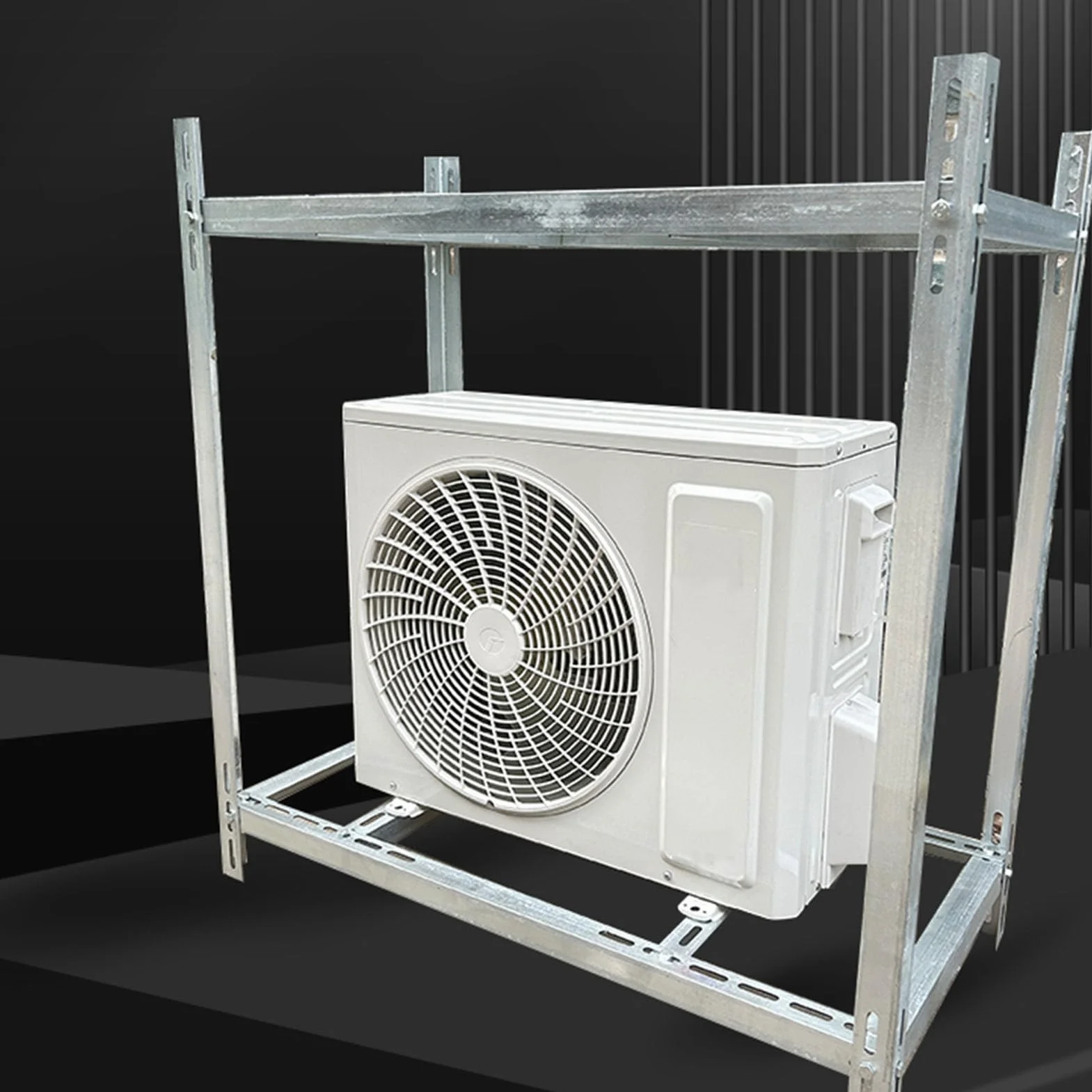 Regulowany, wytrzymały uchwyt podłogowy do klimatyzatora i pompy ciepła, antywibracyjny, mini dzielona podstawa, uniwersalne rozwiązanie montażowe sprężarki HVAC