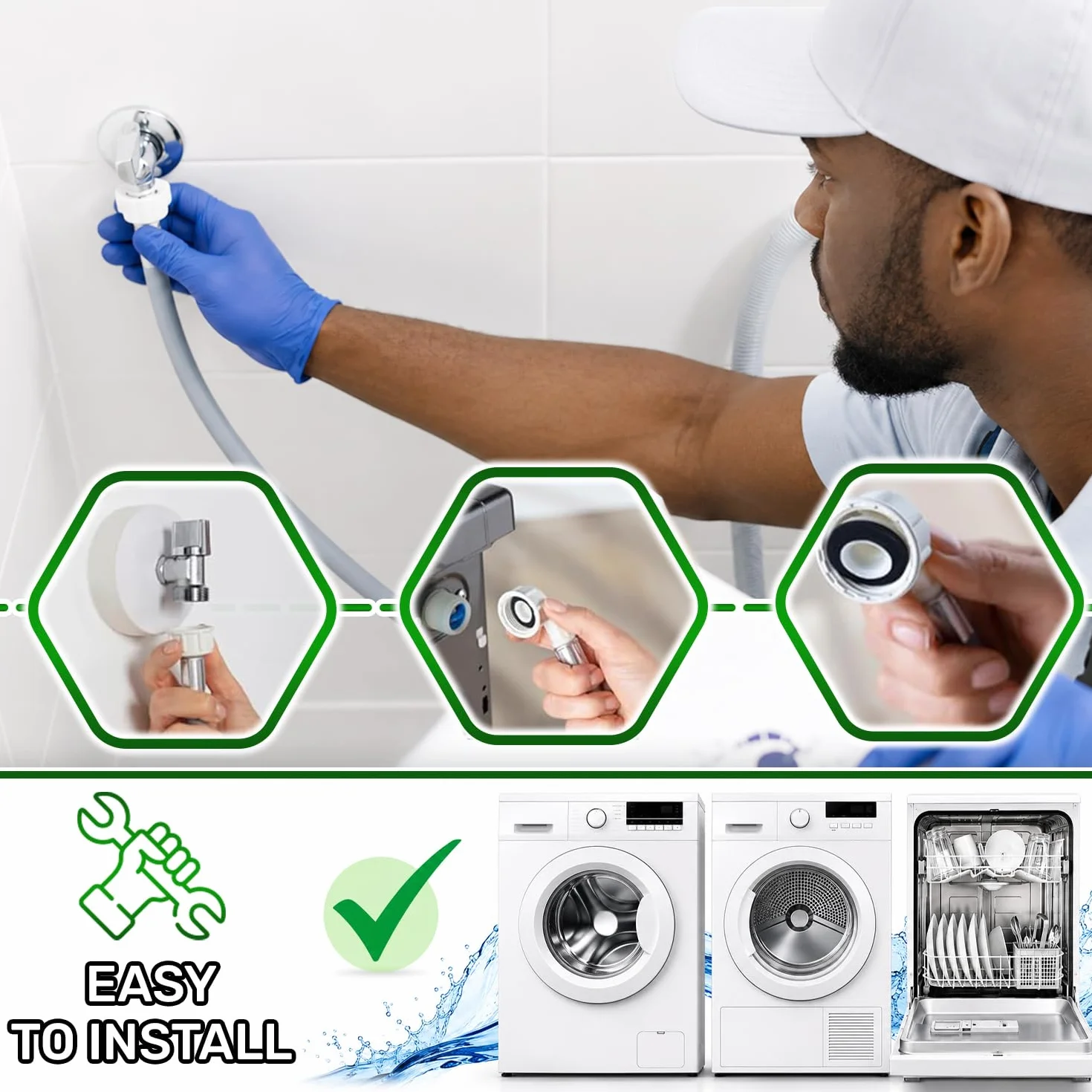 Wąż do pralki i zmywarki 3m do doprowadzania wody z zaworami Ø 3/4" Ciśnienie od 20 do 60 bar dla temperatur do 25°C - MADE IN ITALY - 5 lat - ONIX TECH