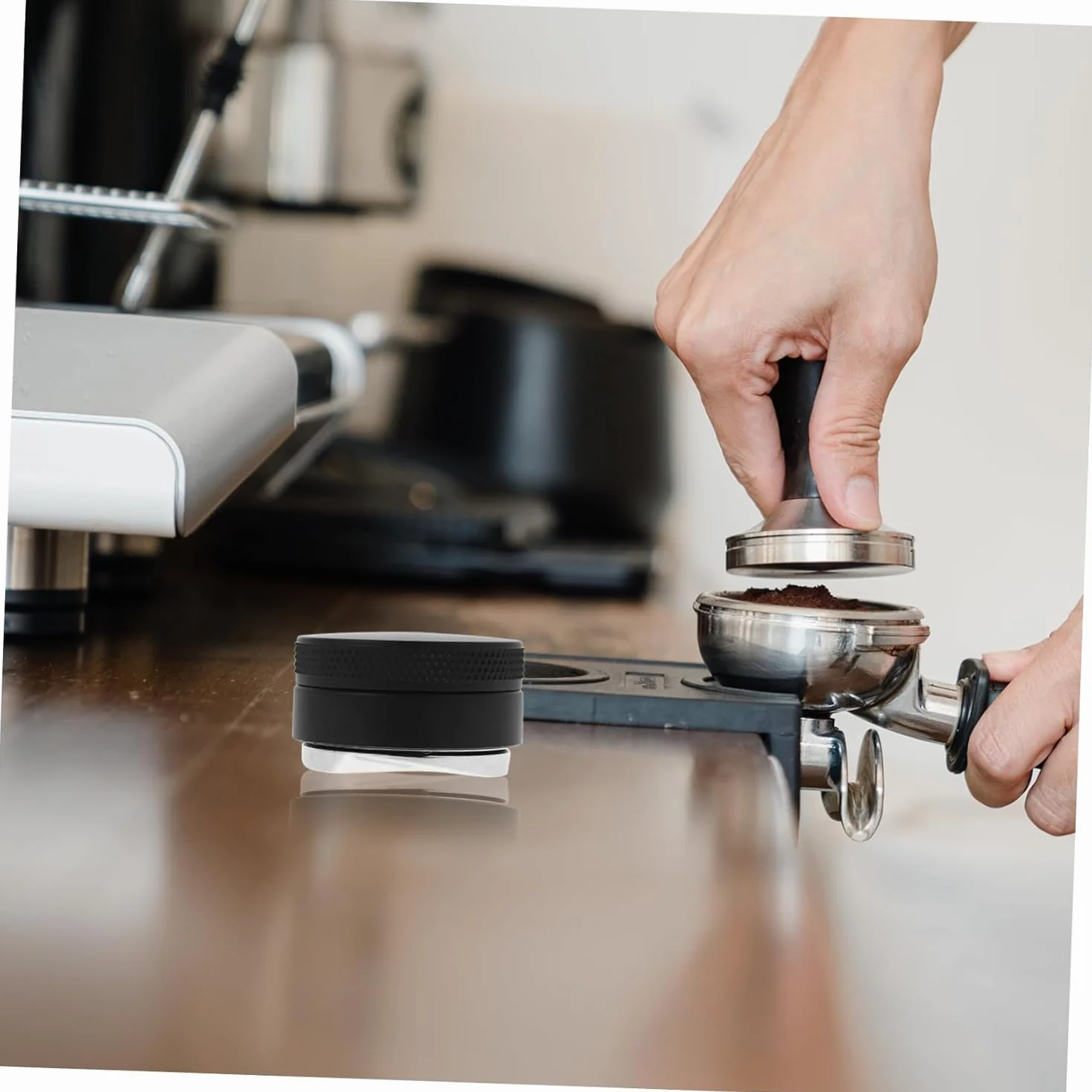 Ubijak kawy 51 mm Stal nierdzewNierdzewne ubijaki Barista espresso Narzędzie wyciskania ziaren kawy Solidsolidpodstawa Dystrybutor Espresso domowego wyposażenia kawiarni DIY (trzy kątowe nachylenia)