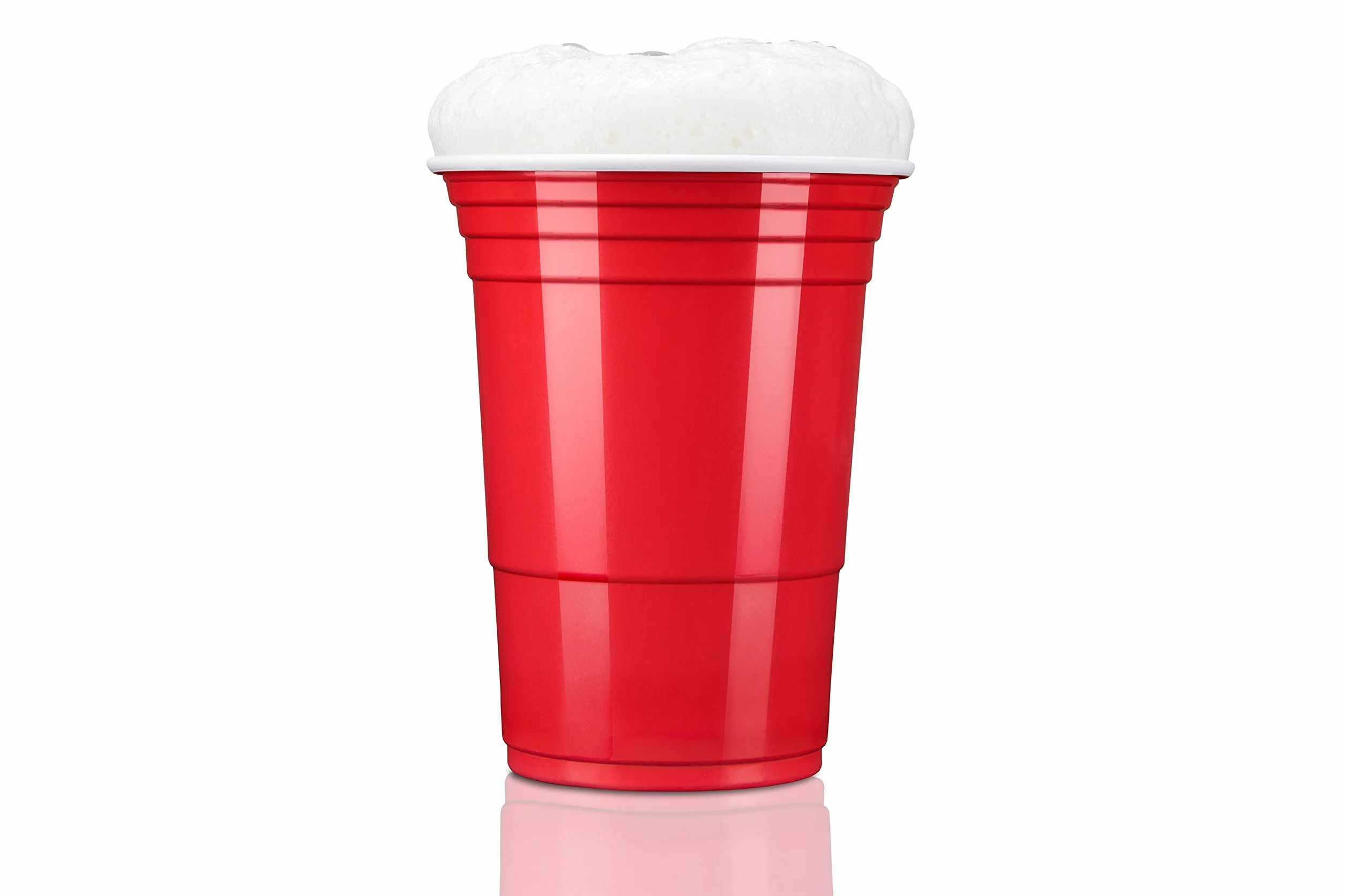 TRESKO Kubki Jednorazowe Imprezowe, Plastik, Czerwony, 473 ml, 100 Sztuk