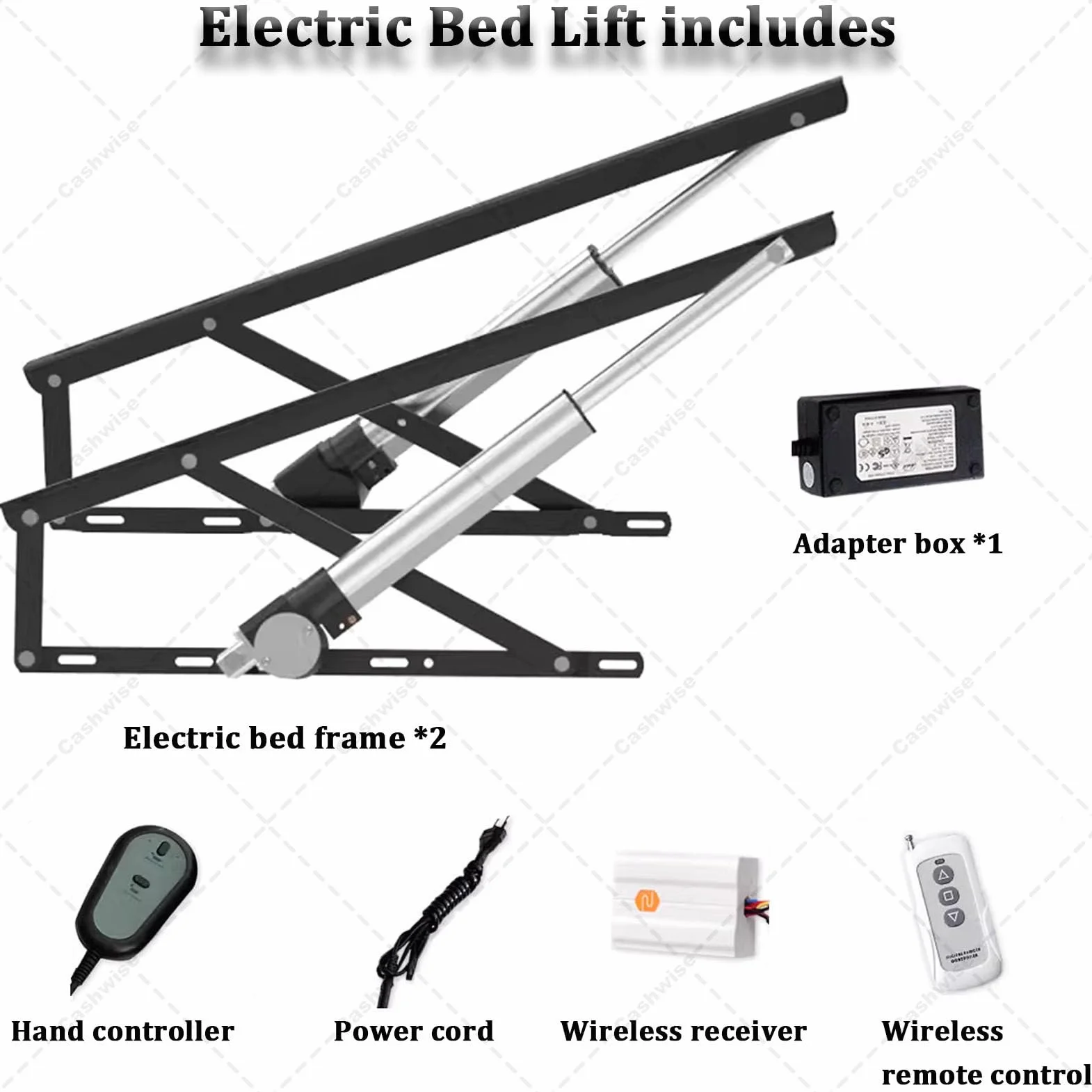 Elektryczny mechanizm podnoszenia łóżka, funkcja zdalnego sterowania, nośność 600 kg, do pudełka do przechowywania i podstawy Divan (czarny 150 cm)
