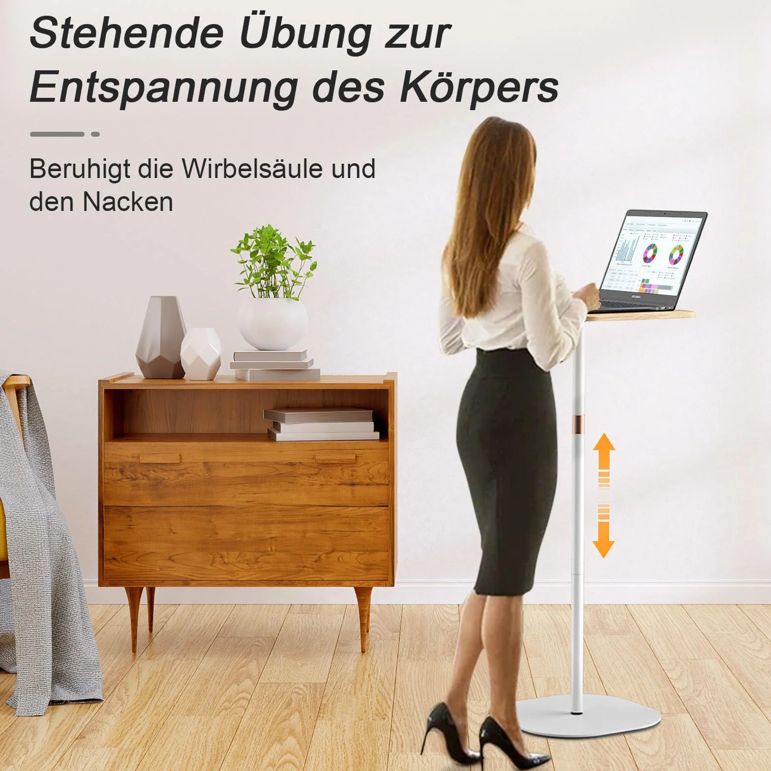 Regulowane stojące biurko, 46–120 cm, białe, do laptopa, projektora, biura, gabinetu, pracy