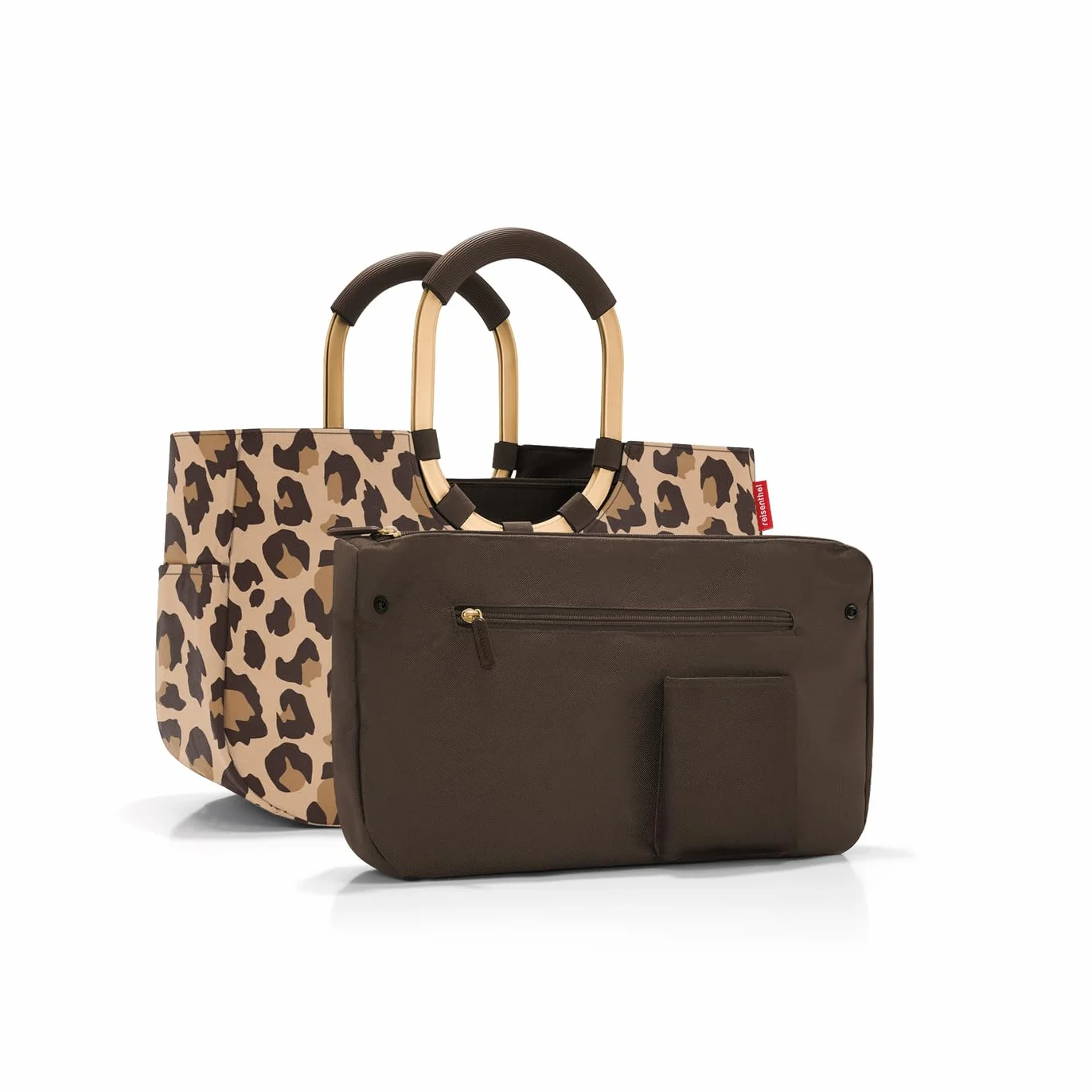 reisenthel loopshopper M – stabilna torba z praktycznymi przegródkami z butelek PET pochodzących z recyklingu – elegancja podczas zakupów, wiele funkcji w zestawie!, Frame Leo Macchiato, m, sport