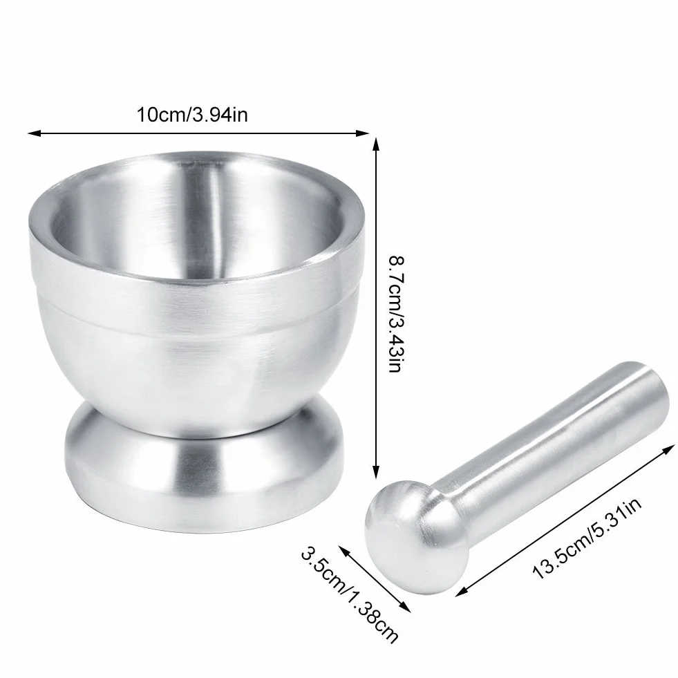 Moździerz ze stali nierdzewnej z tłuczkiem, przeznaczony do kontaktu z żywnością, Pestle and Mortar Stainless Steel, średnica 10 cm (3,9")