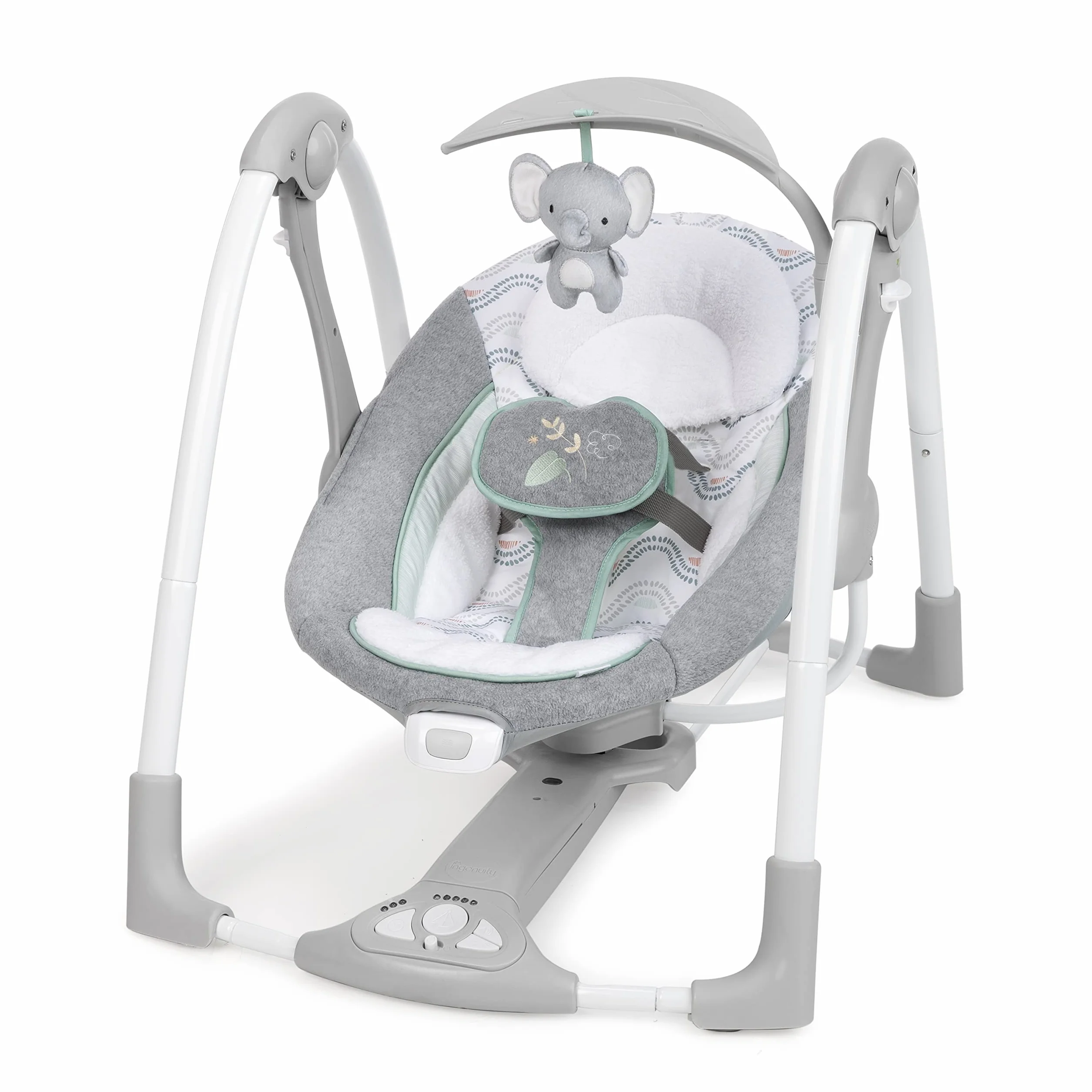 Ingenuity ConvertMe Huśtawka dziecięca 2 w 1, elektryczna, przenośna, wibracje, odgłosy natury, 0-9 miesięcy, maks. 9 kg – Swell