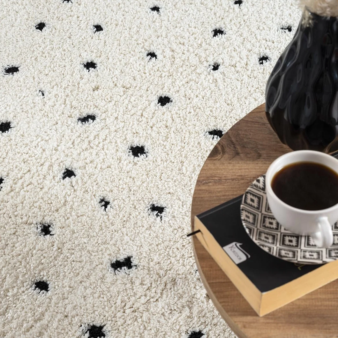 the carpet Bahar Shaggy elegancki designerski dywan do salonu, miękki i łatwy w pielęgnacji, z wysokim runem, w kolorze kremowym, 160 x 230 cm