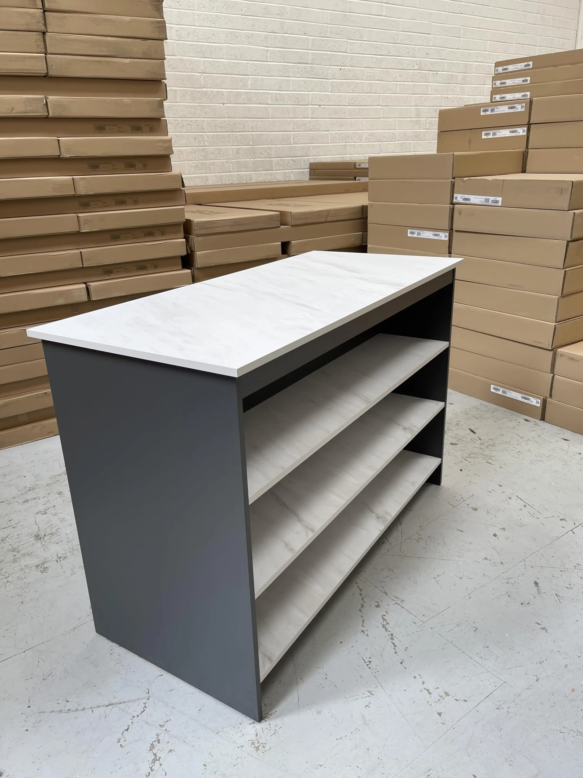 Furneo Kitchen Island Wyspa kuchenna grafit i bialy marmur KI02