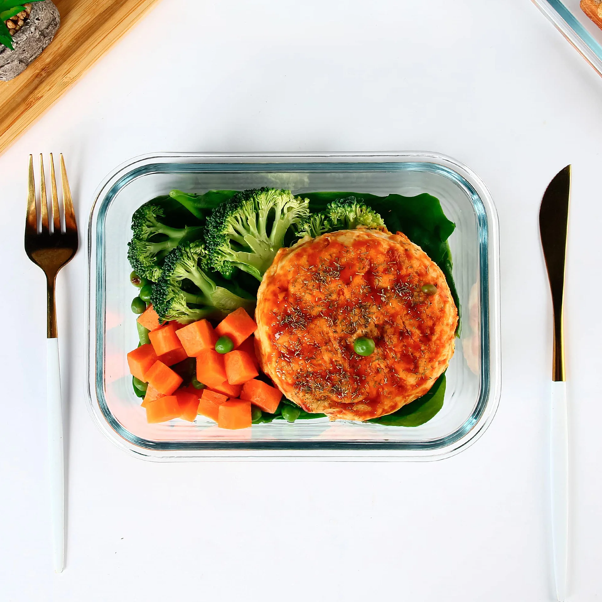 UMEIED Zestaw szklanych pojemników do przechowywania żywności z hermetycznymi pokrywkami, do przygotowywania posiłków, kontroli lunchu i porcji, kuchenki mikrofalowej, piekarnika, zamrażarki i