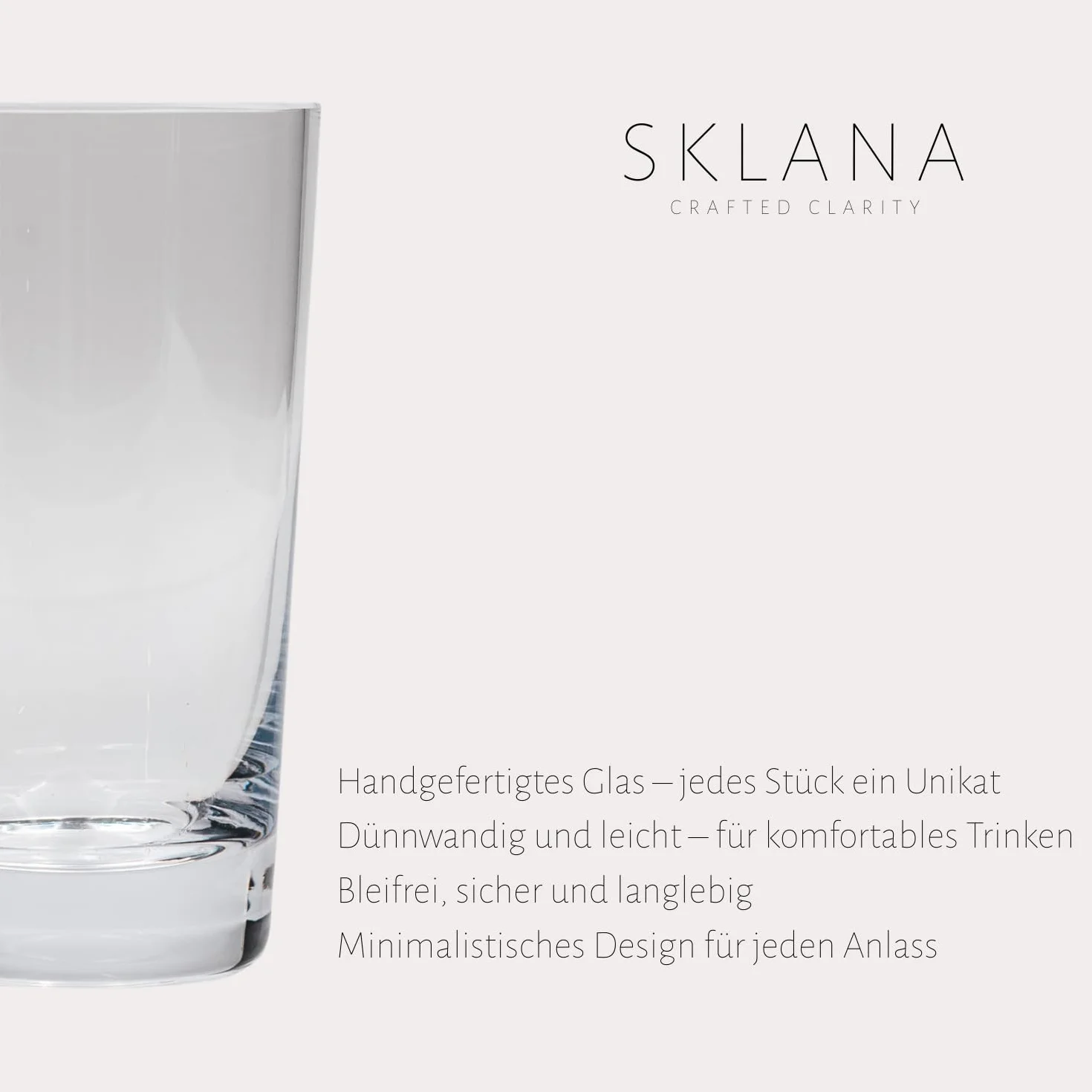 Szklanki wysokie 300 ml - zestaw 6 sztuk - ręczne szkło kryształowe premium, smukłe szklanki do wody, soków i drinków
