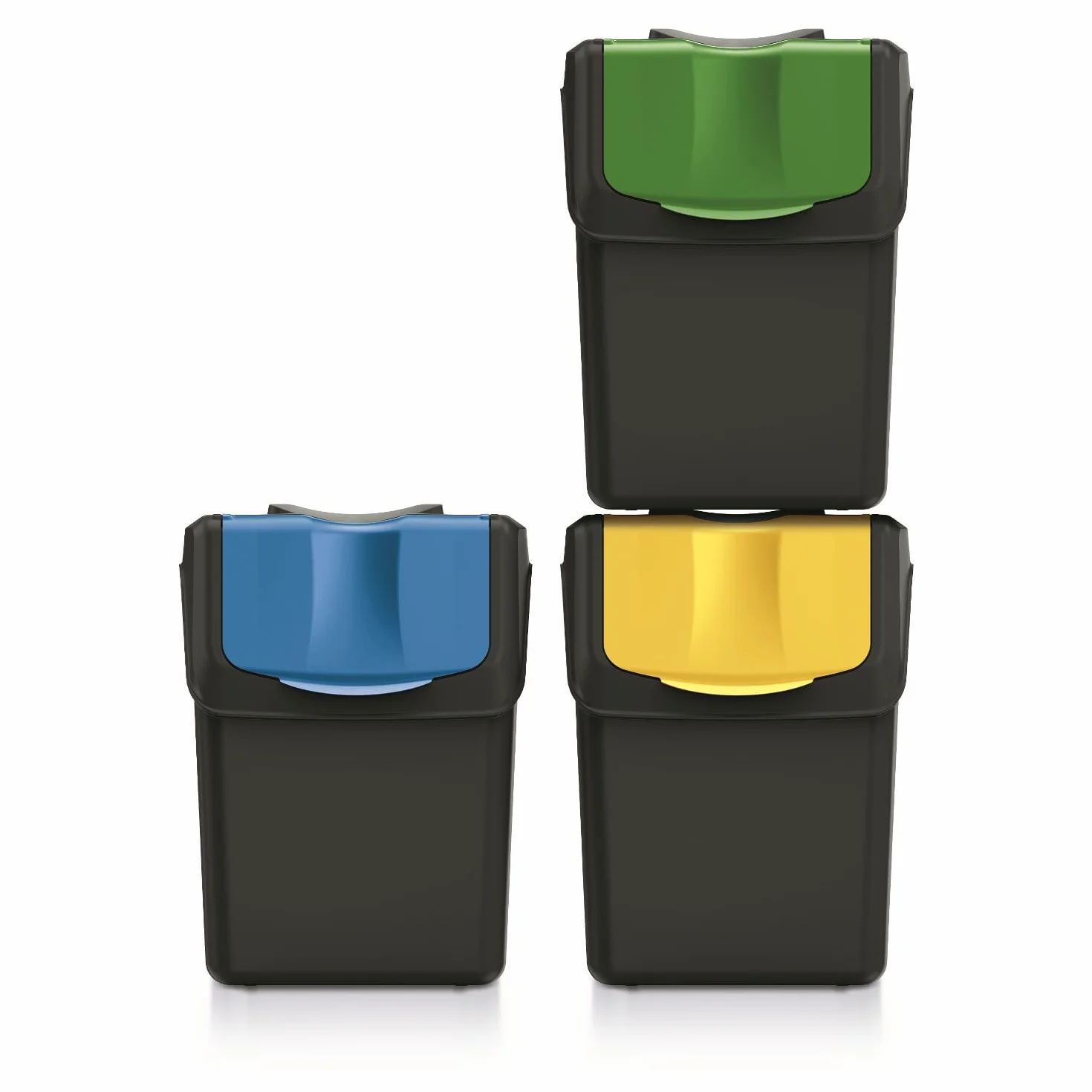 Keden SORTI BOX Kosze na śmieci Zestaw Koszy Pojemników do Segregacji Śmieci 3x20l - Czarny Recycling