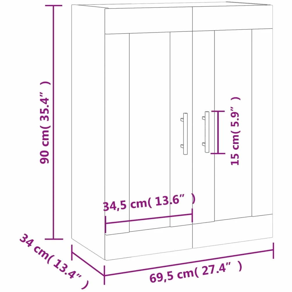 vidaXL Szafka wisząca, biała, 69,5x34x90 cm, szafka do sypialni, szafka kuchenna wisząca, szafka wiszaca, szafka do salonu, szafki wiszące do pokoju