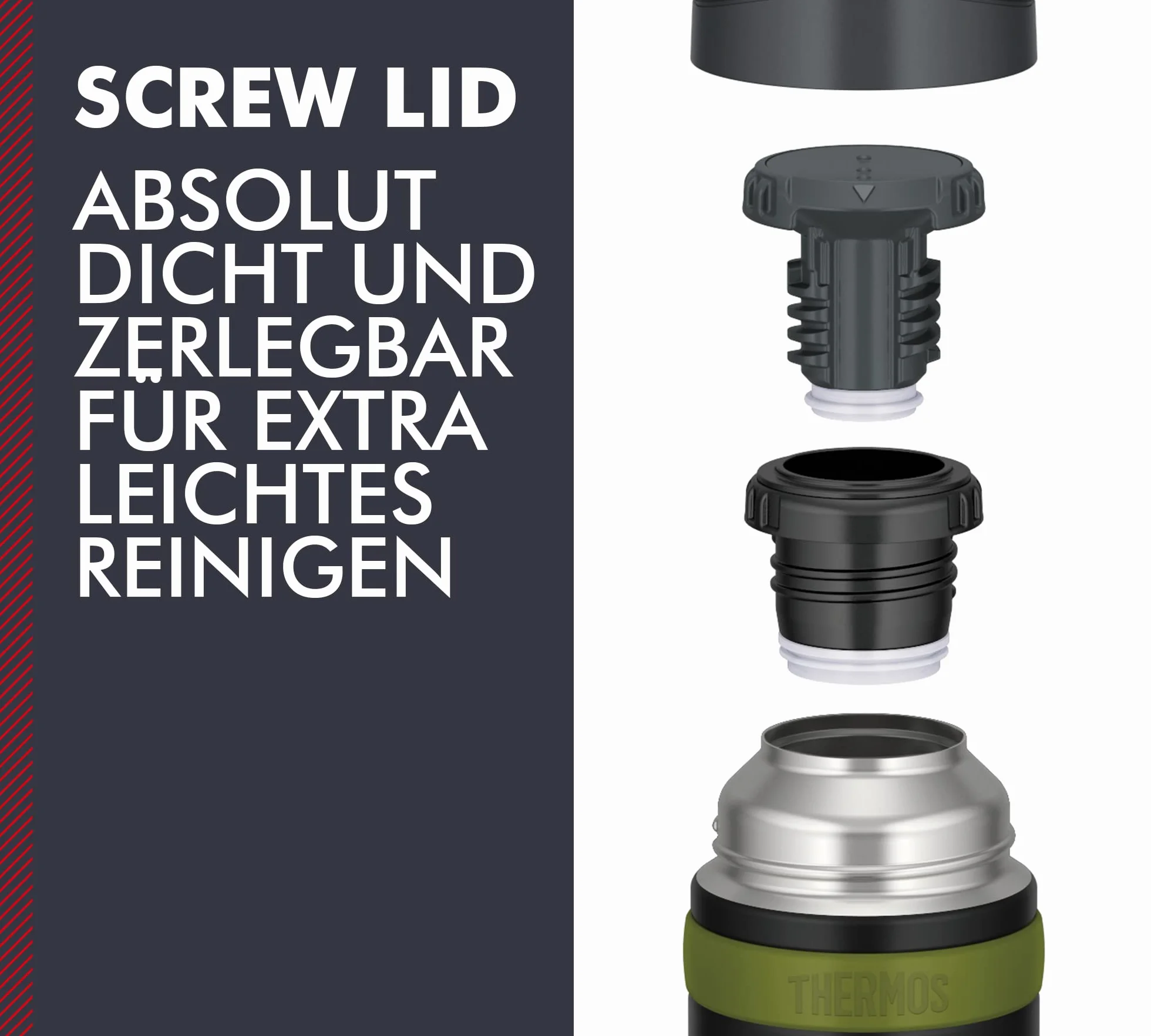 Thermos Mountain Beverage Bottle 0,50 l, czarna, termos ze stali nierdzewnej z kubkiem do picia, ciepła 24 h/zimna 24 h, lekka butelka outdoorowa, wytrzymała, rozkładane zamknięcie, nie zawiera BPA