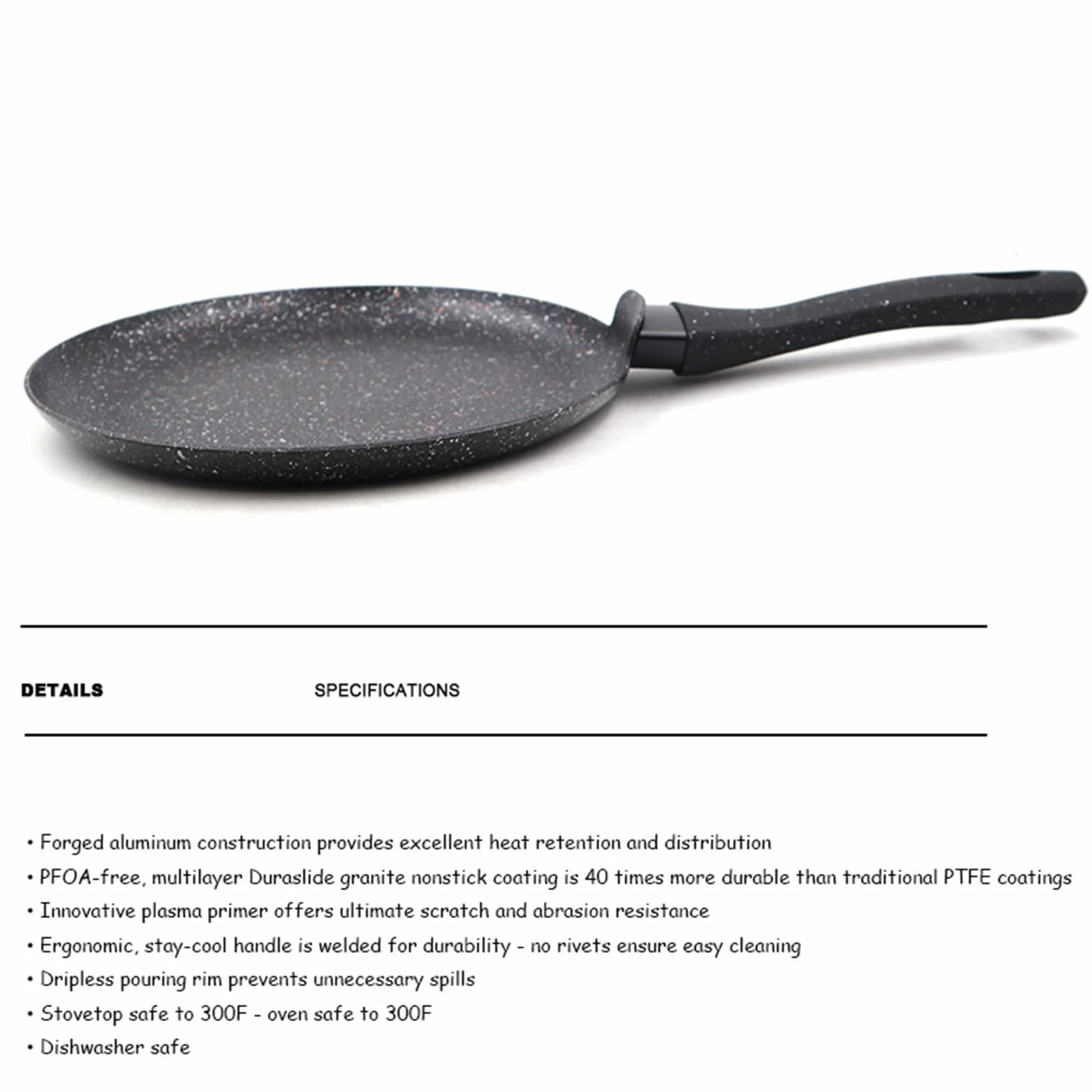 Patelnia do smażenia jajek, patelnia żeliwna, Patelnia z powłoką granitową Nieprzywierająca patelnia 24 cm Płyta indukcyjna do naleśników (kolor: czarny, rozmiar arkusza: 24 cm)