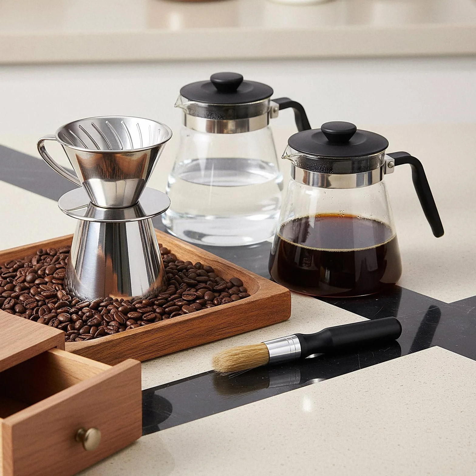 Pędzel Barista, 2 sztuki Pędzel czyszczący Pędzel do kawy, wegański pędzel do kawy Pędzel czyszczący do mielenia kawy Ekspres do espresso Akcesoria Barista Szczotka kuchenna