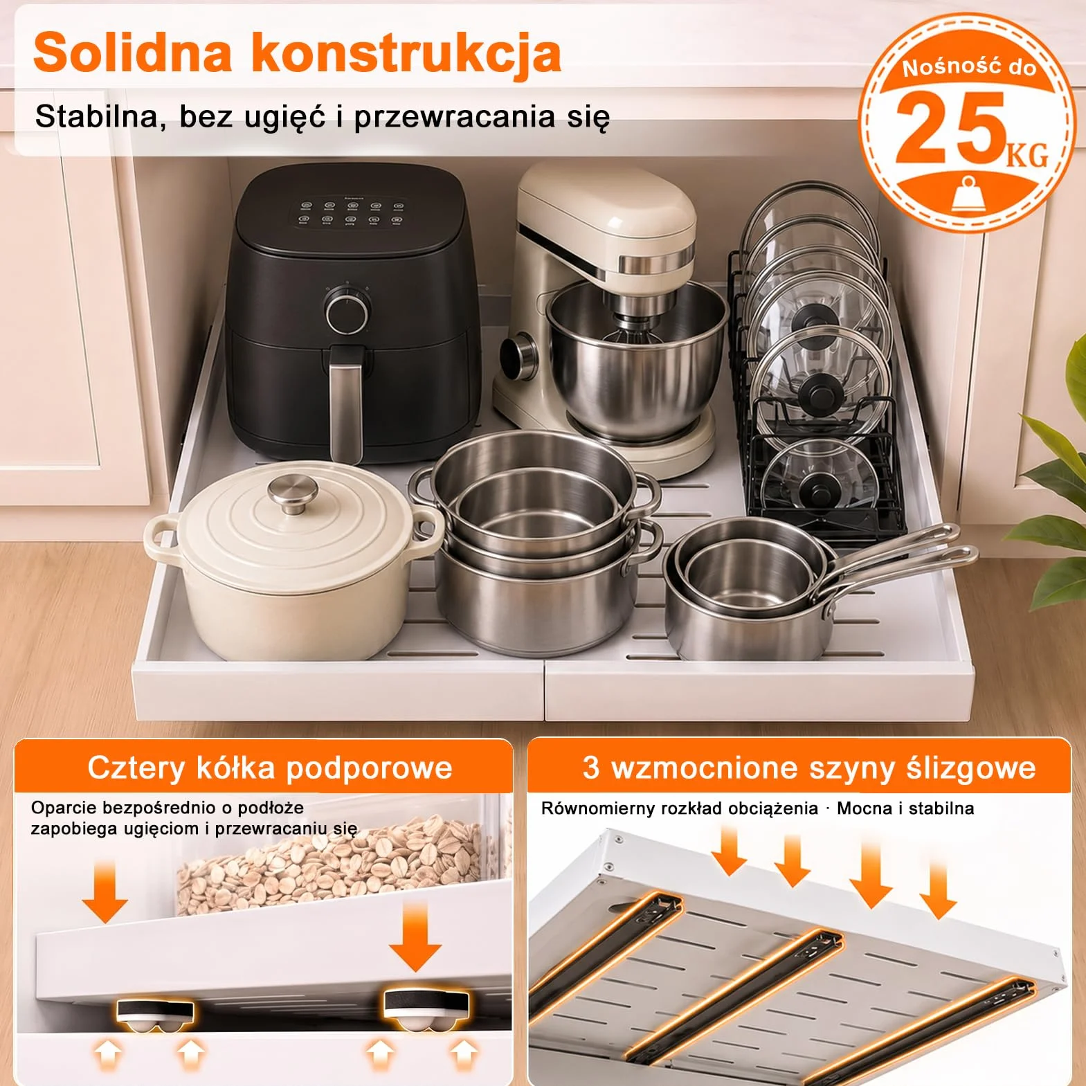 PNNP Wysuwana szuflada do kuchni: Szafa teleskopowa - wysuwane kosze kuchenne o regulowanej szerokości (32-53 cm szer. x 43 cm szer. x 7 cm) - biały