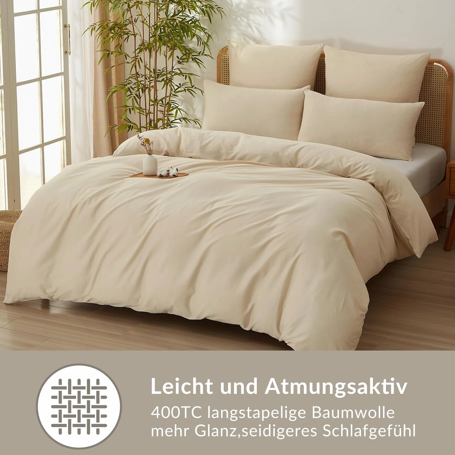 Bailix Pościel satynowa klasy premium, 135 x 200, 2-częściowa, ze 100% bawełny, Öko-Tex, luksusowa, błyszcząca satyna z zamkiem błyskawicznym, zestaw pościeli z 1 poszewką na kołdrę 135 x 200 + 1