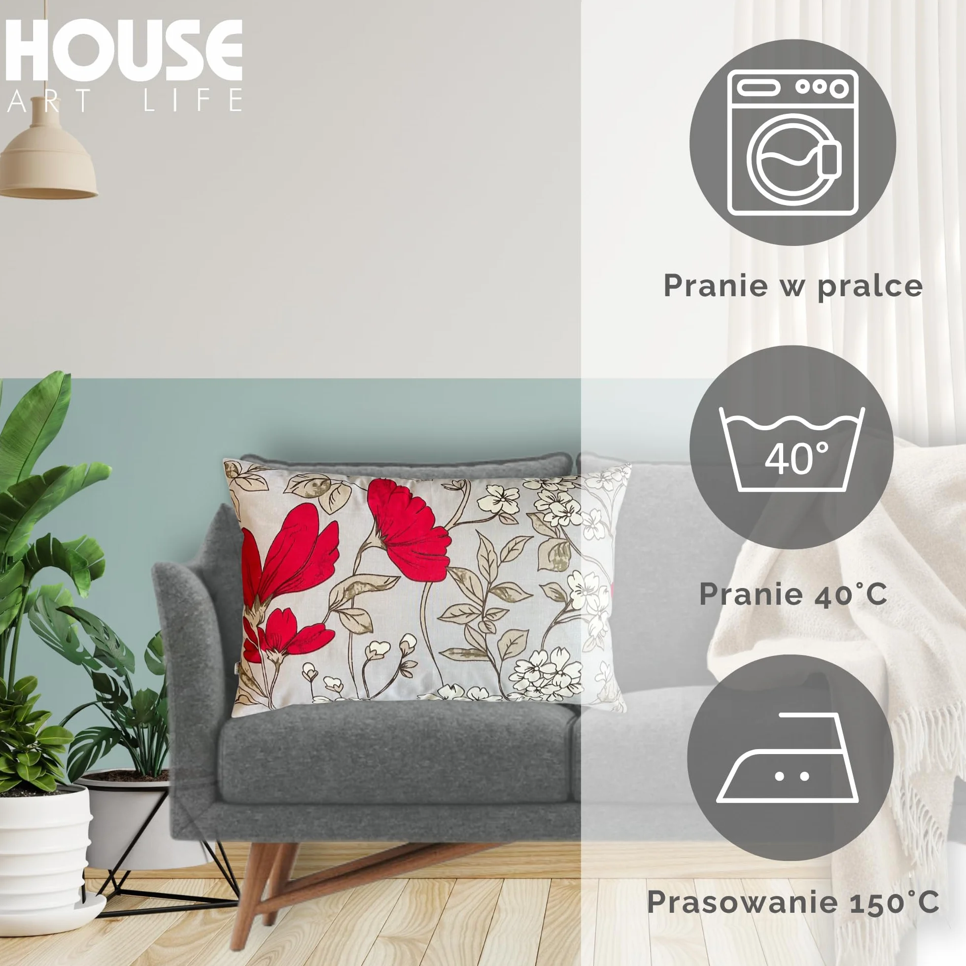 Poszewka 50x70 cm 100% Bawełna z Zamkiem Błyskawicznym Ochrona Poduszki