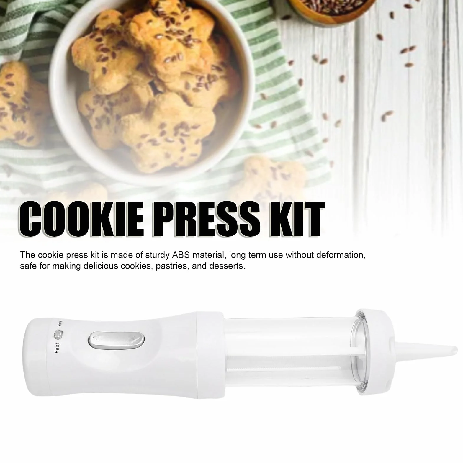 Cookie Press Kit Elektryczna maszyna do robienia ciastek z nakrętkami Narzędzie do dekorowania ciasta Zestaw do robienia ciasteczek Elektryczna prasa do ciastek z 12