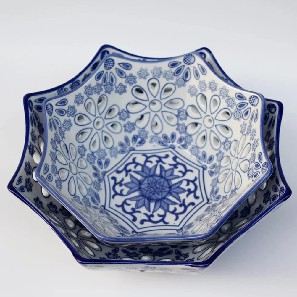 Miski na owoce niebieska i biała porcelanowa ceramiczna pusta skórka melona płyta do przechowywania talerz orzeźwieniowy talerz talerz na owoce przekąski suszone przekąski kosz na owoce i