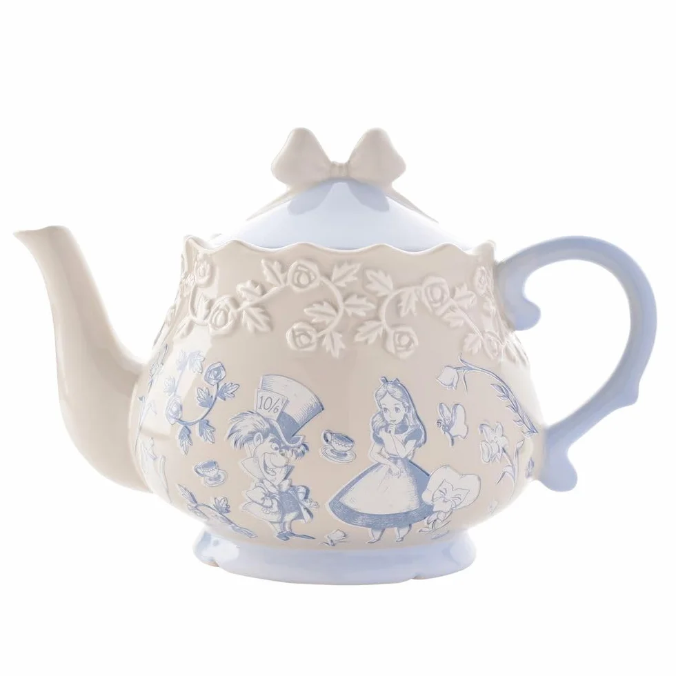 Disney - Alicja w Krainie Czarów - Ceramiczny Czajniczek - Motyw Alicji, Szalonego Kapelusznika i Róż - Wystrój i Artykuły Domowe do Dekoracji Przyjęć Ogrodowych, Hosting, Serwisu i Wyżywienia.