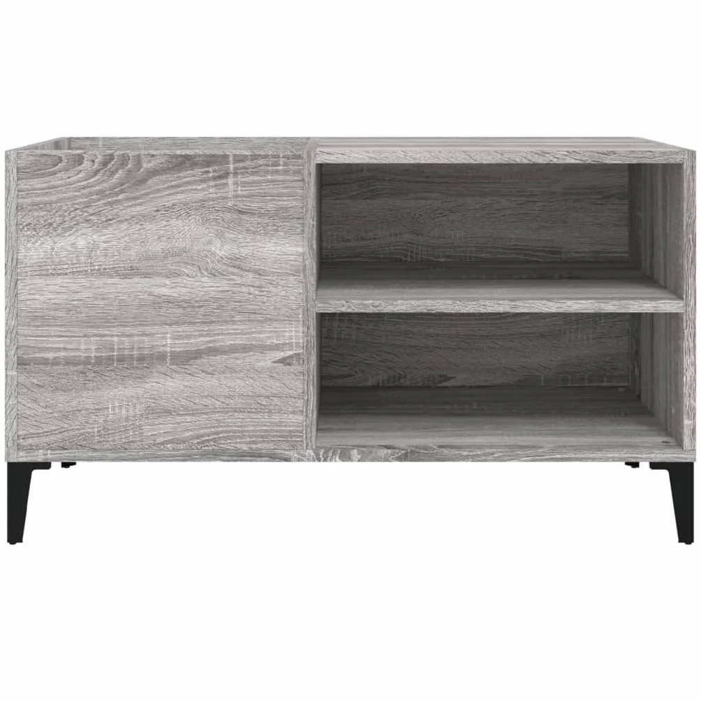 Szafka panelowa Sonoma szara, 84,5 x 38 x 48 cm, materiał drewnopochodny, wytrzymała szafka winylowa z metalowymi nogami, idealna do przechowywania płyt winylowych LP, uniwersalna szafka