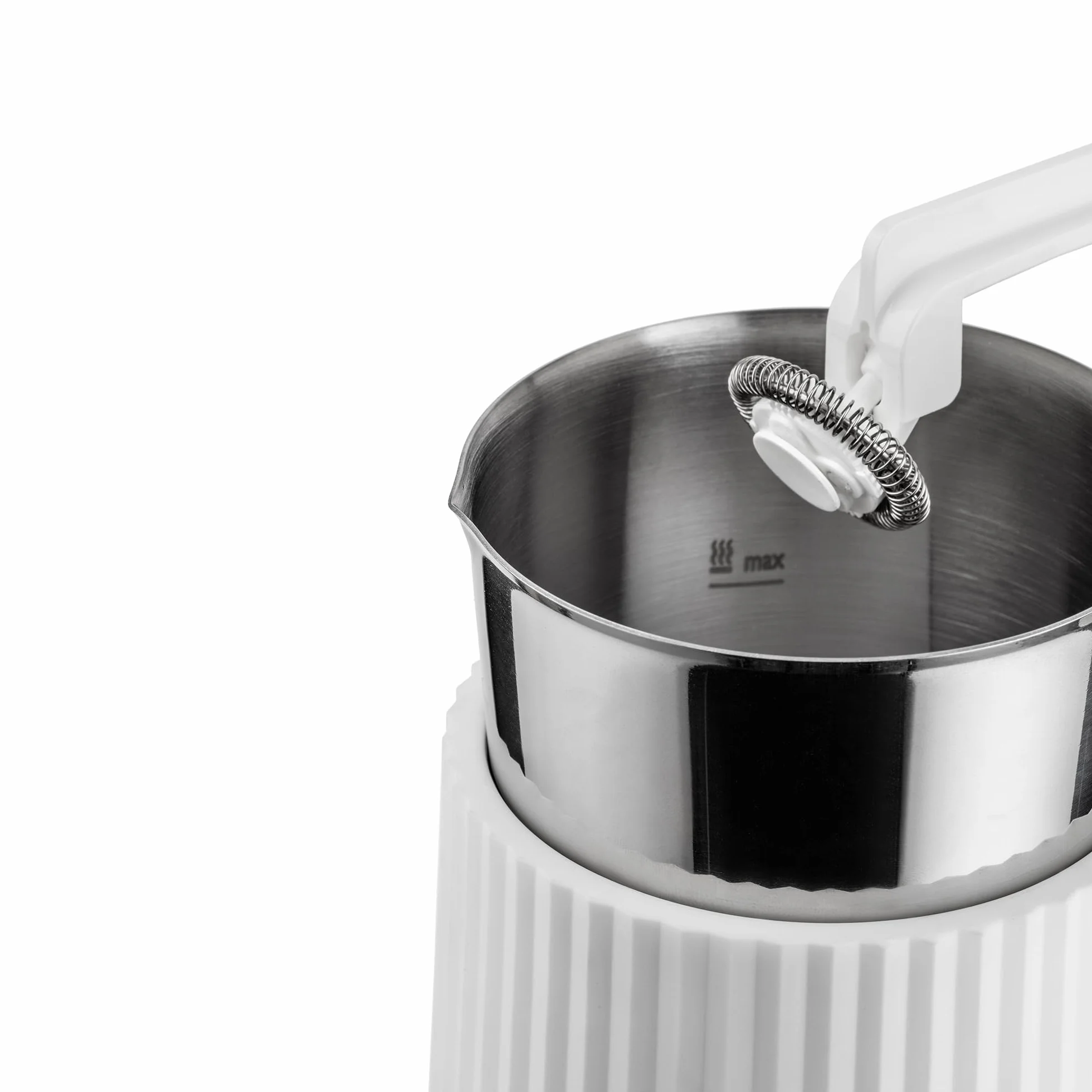 Alessi Plissé MDL13 W wielofunkcyjny spieniacz do mleka indukcyjnego, z żywicy termoplastycznej, dzbanek ze stali nierdzewnej 18/10, wtyczka europejska 600 W, 35 cl, biały