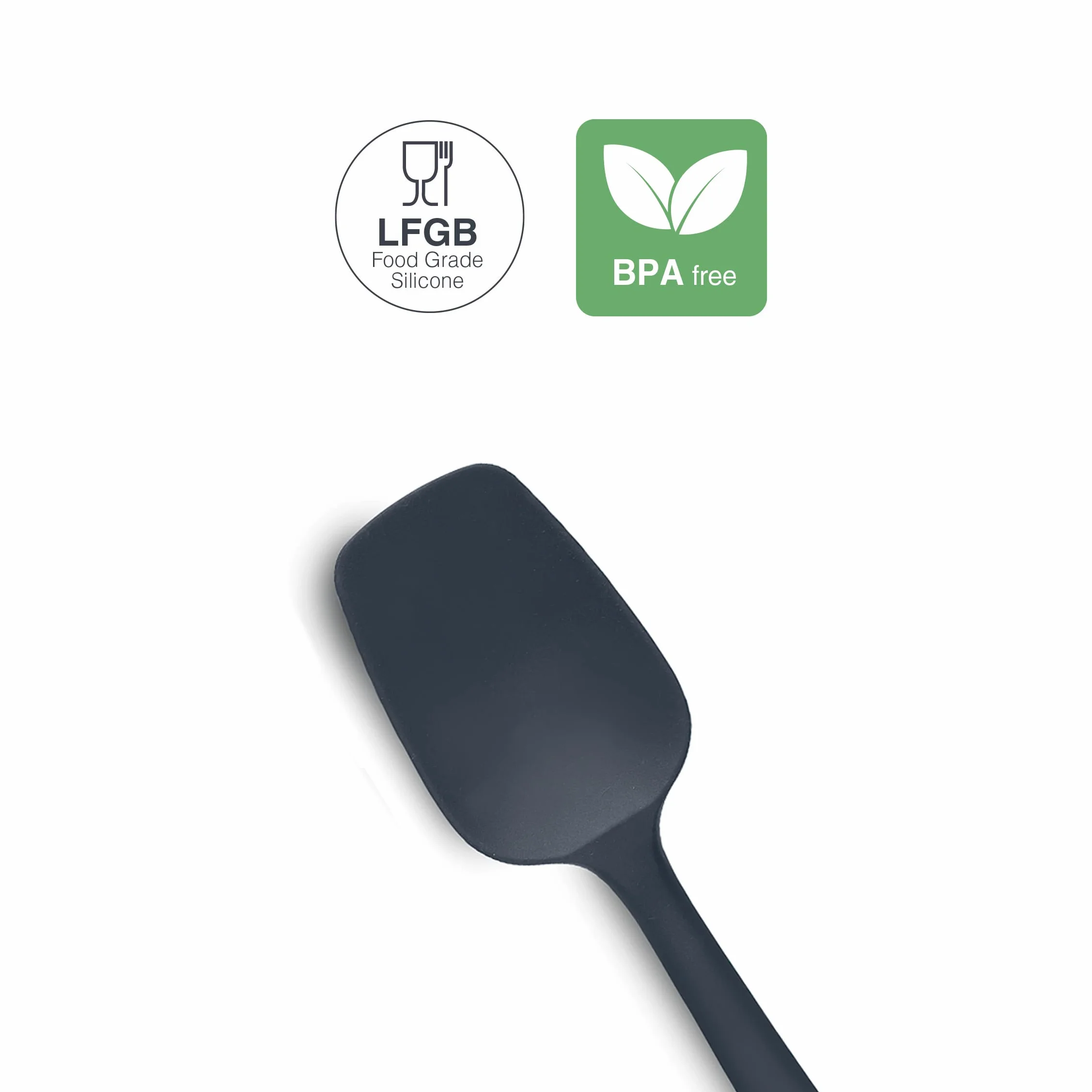 Lacor - 64463 - Szara Łyżka Kuchenna, Silikonowa Łyżka, Przybory Kuchenne, Ergonomiczny Uchwyt, Powłoka Nieprzywierająca, Odporna Na Wysokie Temperatury, Nadaje Się Do Mycia W Zmywarce, Długość 27,5