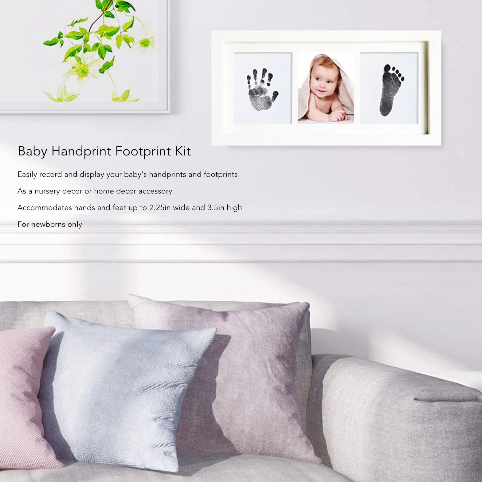 Baby Handprint And Footprint Kit, Noworodek Handprint i Footprint Photo Frame Zestaw Pamiątkowy Baby Footprint Frame Biała Ramka na Zdjęcia DIY Hand Footprint Kit dla Noworodków