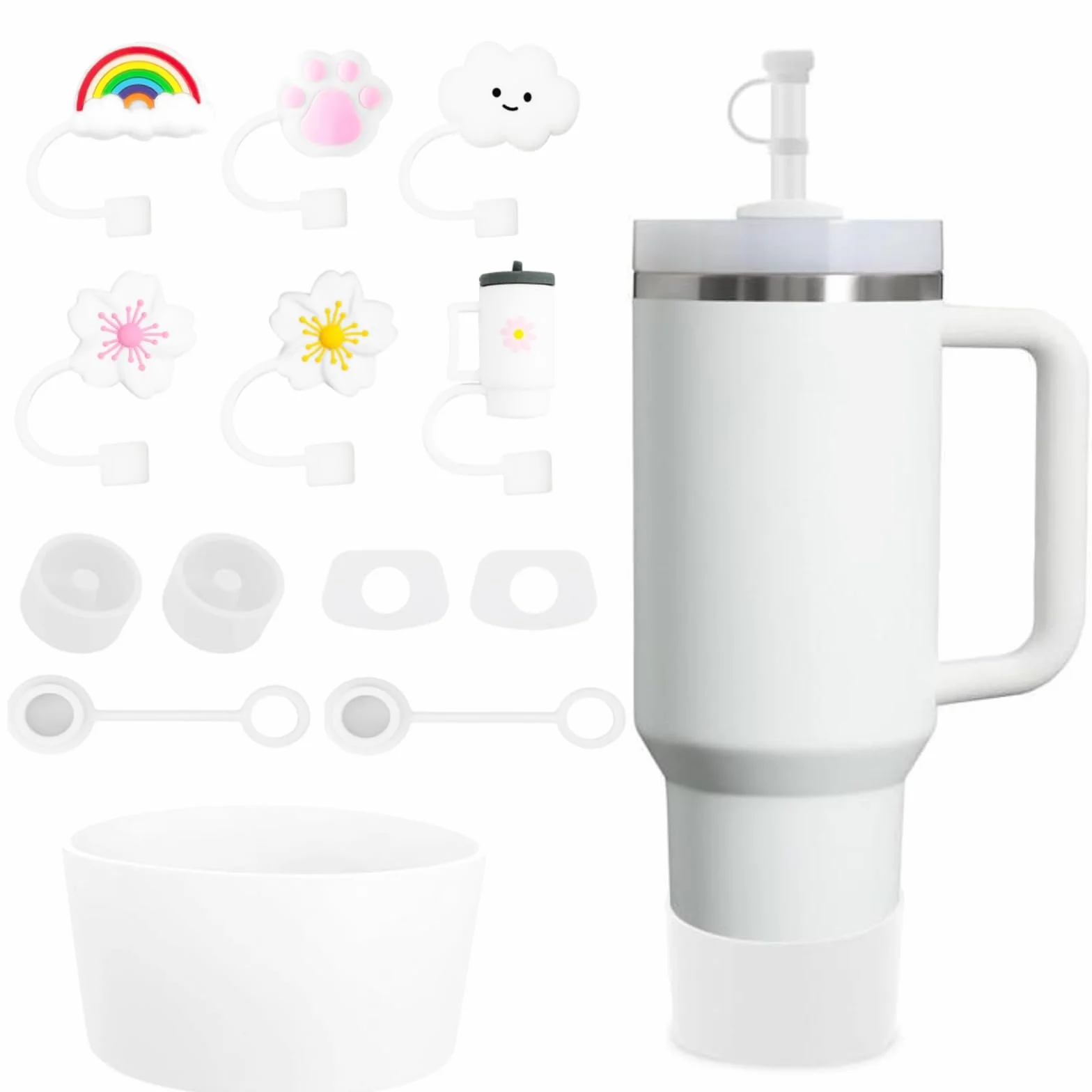 GOTRUST 9pcs Akcesoria Do Kubka Stanley Zatyczki, Silikonowe Zatyczka Stanley Cup Accessories, Zatyczki Do Słomek Pyłoszczelne, Pokrywka ze Słomką Stanley