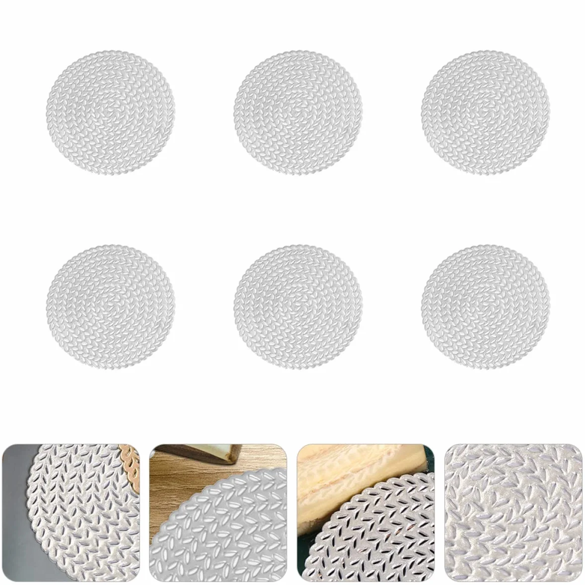 silikonowa podkładka pod gorące naczynia, Puste podkładki ze słomy pszennej wielokolorowe 9,8x9,8 cm 1/2/3/12 szt(Silver,9.8X9.8X0.1CMx3pcs)