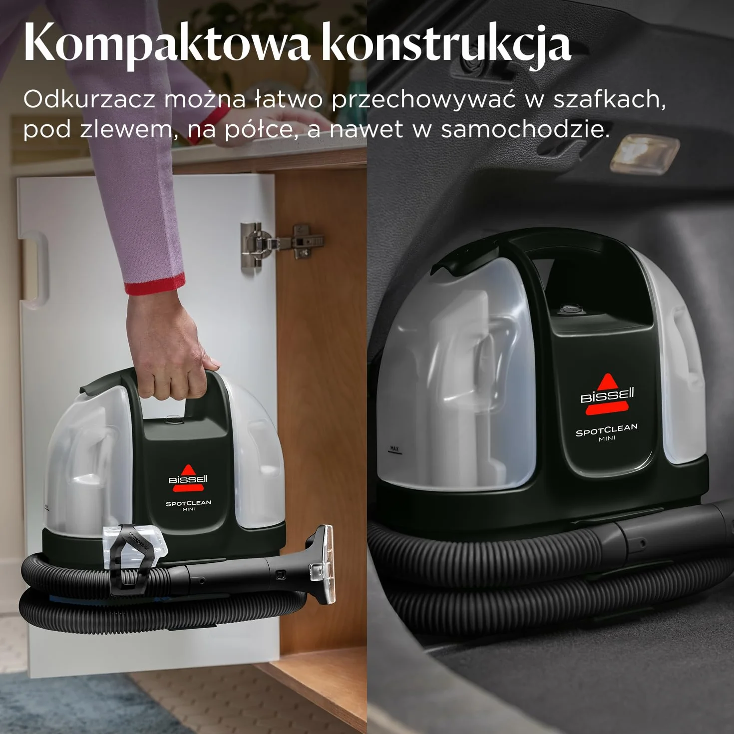 BISSELL SpotClean Mini Odkurzacz do Dywanów z Przewodem, Przenośny Odkurzacz do Prania Dywanów, Idealny do Szybkiego Czyszczenia, Kompaktowy i Lekki, Do Samochodu, Kanapy i Więcej, 41491