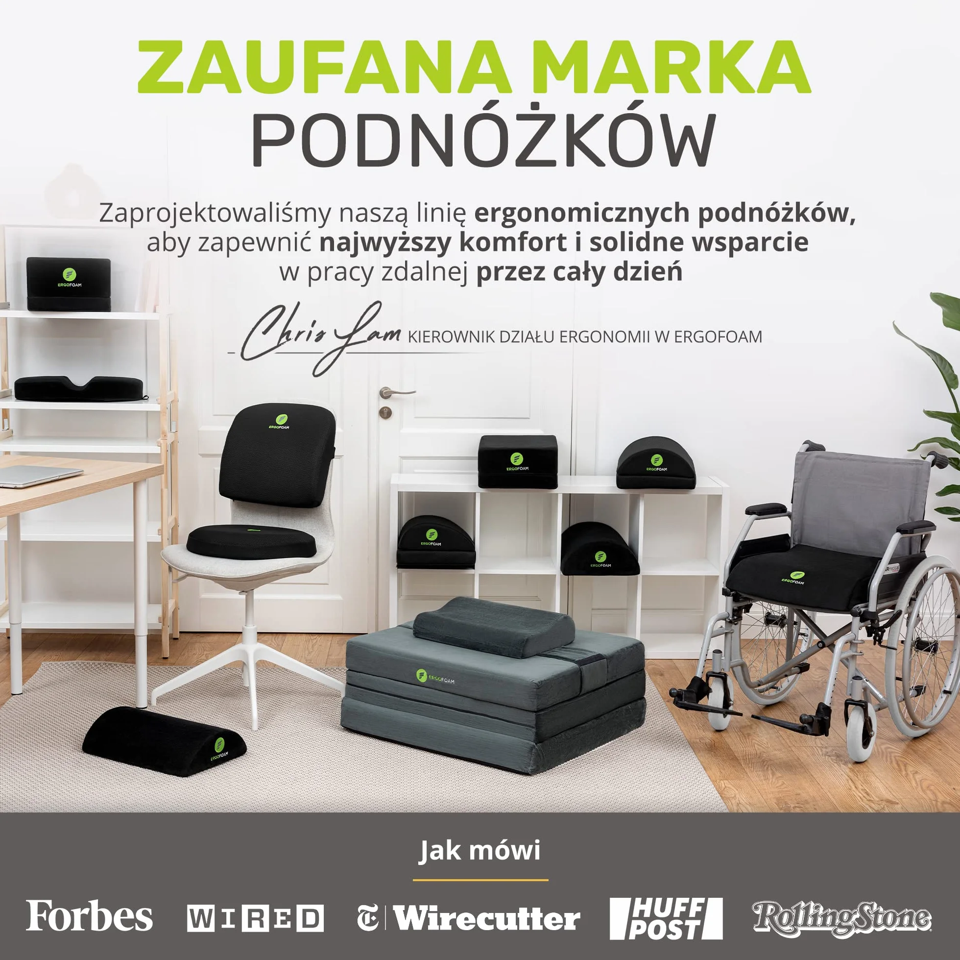 ErgoFoam Regulowany podnóżek pod biurkiem dla dodanej wysokości - duży wysokiej jakości aksamitny miękki piankowy podnóżek na biurko - najwygodniejszy podnóżek na biurku na świecie dla pleców, lędźwiu, bólu kolan (czarny)
