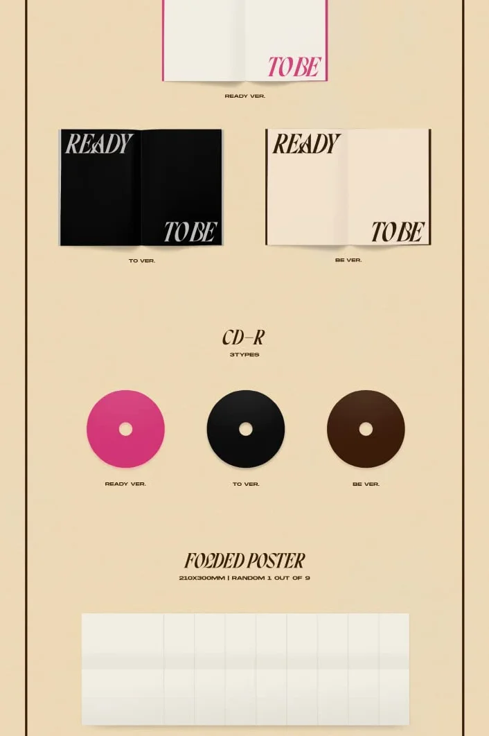 TWICE READY TO BE 12. mini album 3 wersje ZESTAW CD+1 P składany plakat na opakowaniu + fotoksiążka + 1p pocztówka + 1p wiadomość karta fotograficzna + 5p karta fotograficzna + śledzenie Kpop Sealed