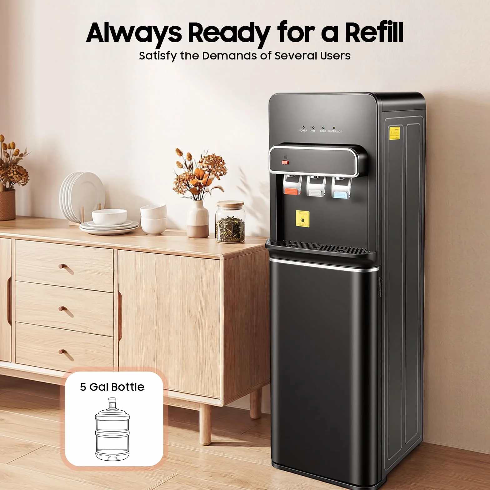 Dozownik wody stojący 550 W dystrybutor ciepłej wody 3 temperatury czarny