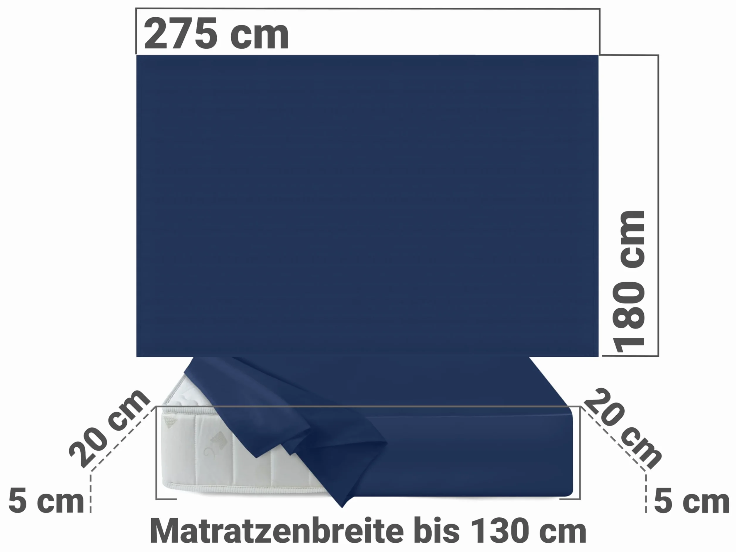 Prześcieradło bawełniane 180x275 cm granatowe – 100% bawełna, 6 kolorów, 3 rozmiary
