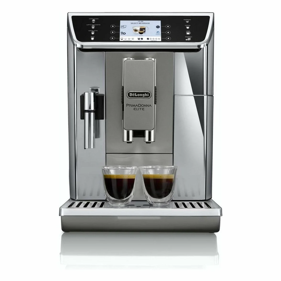 DeLonghi Primadonna Elite ECAM 650.55.MS w pełni automatyczny ekspres do kawy, 2 l, wolnostojący, zintegrowany młynek, 1450 W, czarny, stal nierdzewna