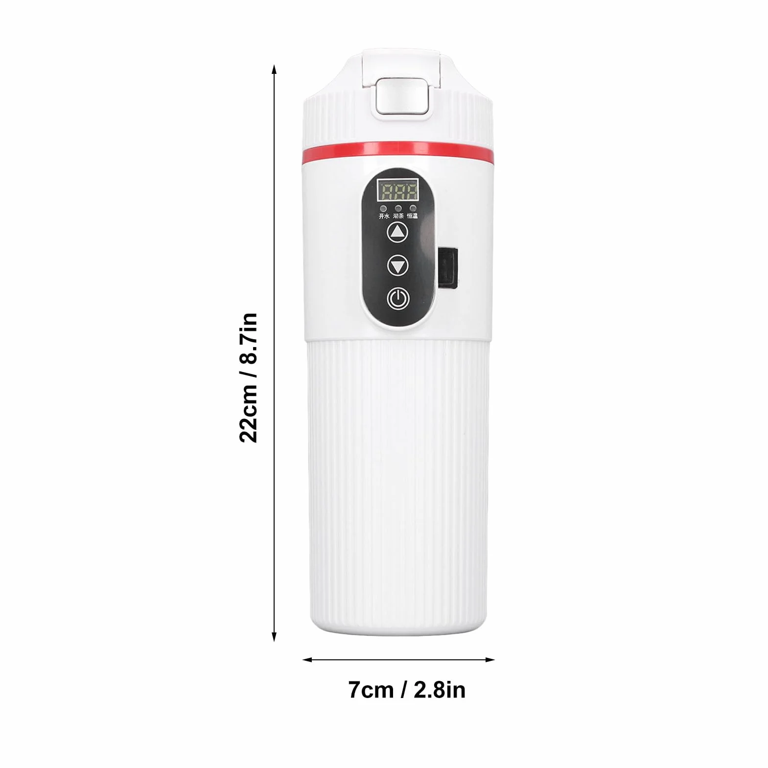 Qcwwy Czajnik Elektryczny 500 Ml, Podgrzewany Kubek Samochodowy ze Stali Nierdzewnej 12 V 24 V z zapalniczką Przenośny Bojler Podróżny Elektryczny Kubek Grzewczy do Kawy i Herbaty (WHITE)