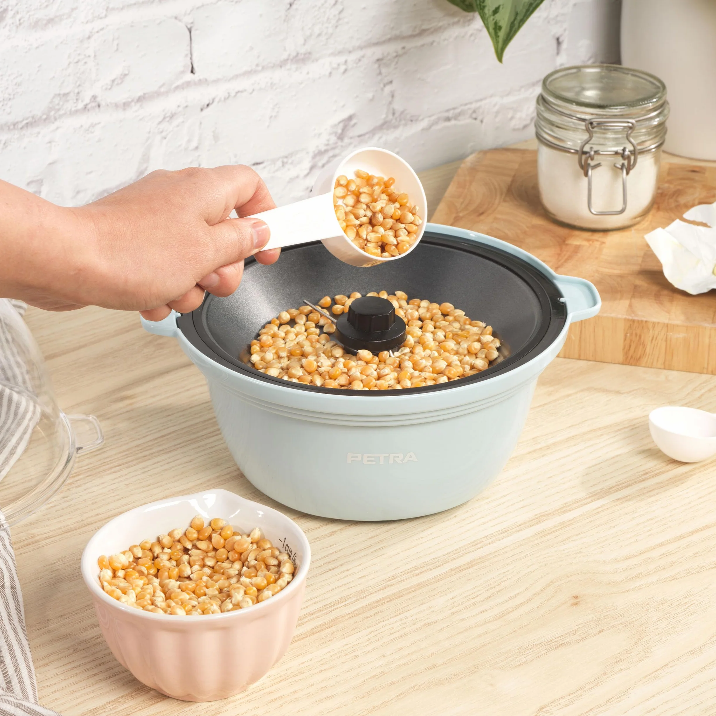 Petra PT6224BLVDE Mini Maszyna do Popcornu – Elektryczna Domowa Goraca Powietrzna Maszyna do Popcornu, Funkcja Mieszania dla Zdrowych Przekasek Bez Oleju/Tluszczu,