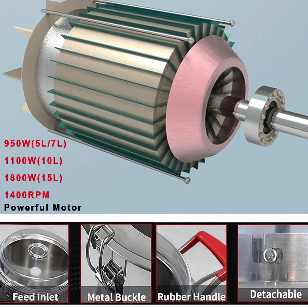 5L/7L/10L/15L komercyjny siekacz do żywności, 950W/1100W/1800W elektryczny robot kuchenny ze stali nierdzewnej, wielofunkcyjna maszynka do mięsa i warzyw do kuchni restauracyjnej (7l)