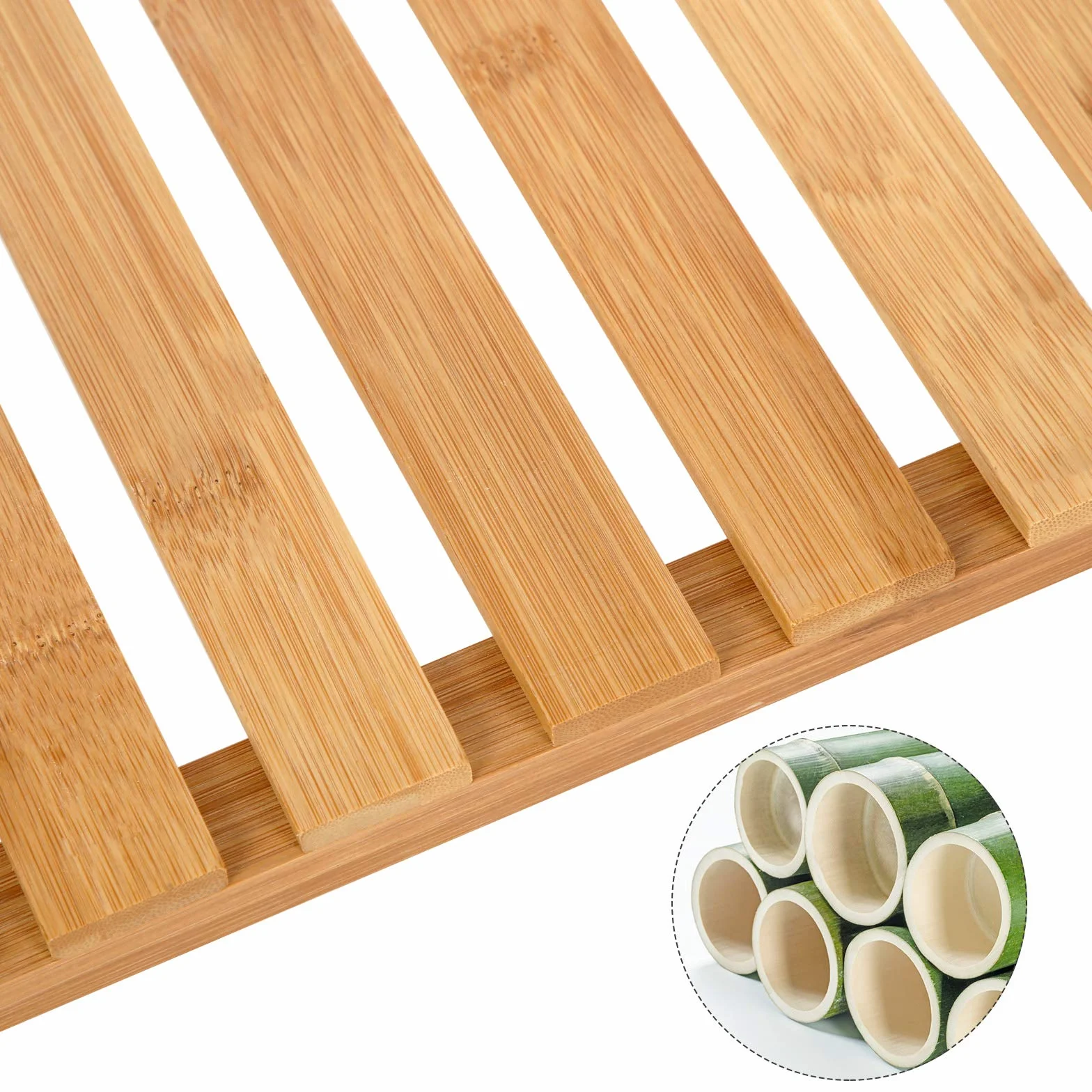 SONGMICS BCB33Y Regał bambusowy do łazienki, kuchni, regału na buty, 60 x 26 x 66 cm, idealny do łazienki, salonu, przedpokoju, kuchni lub balkonu.