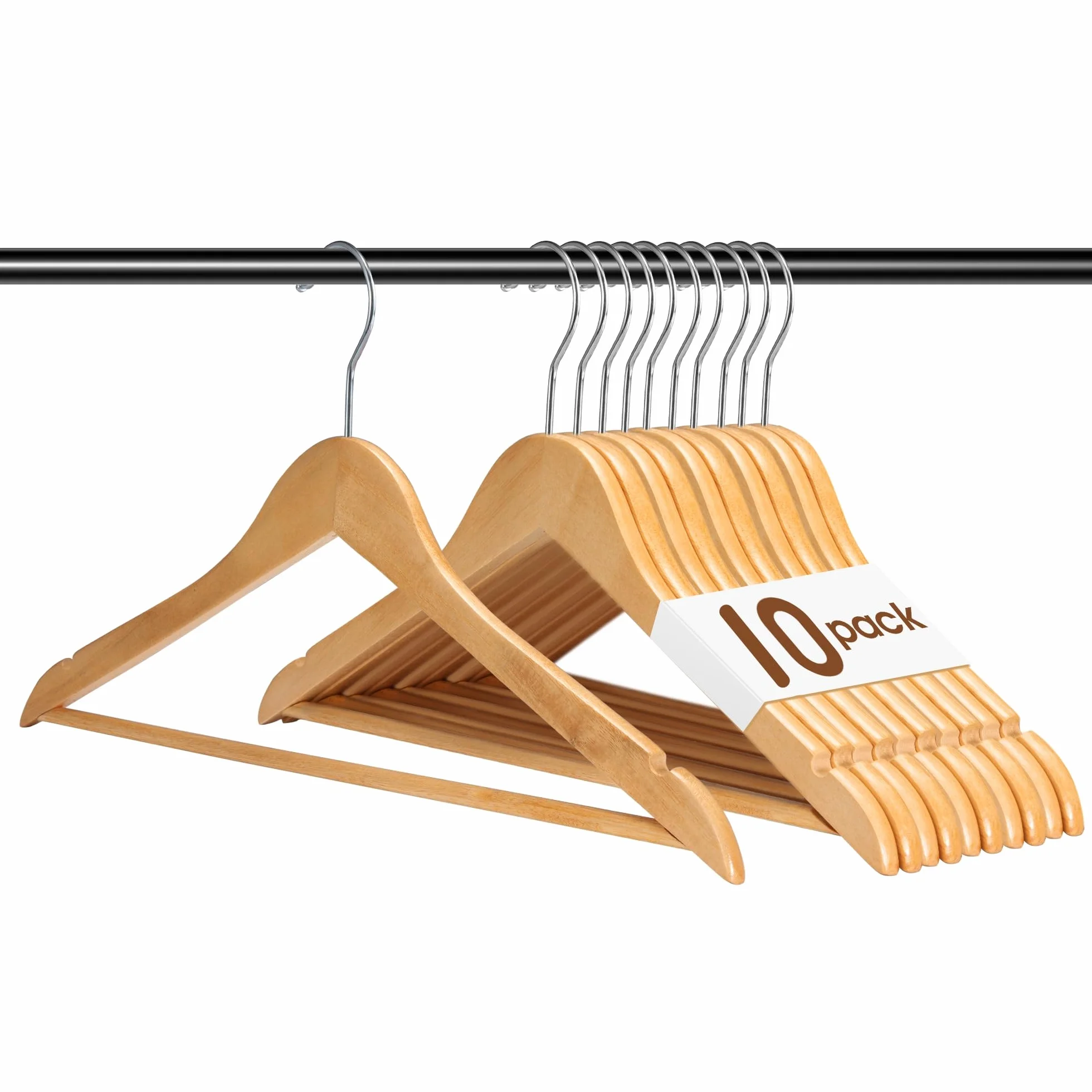 HOUSE DAY Wieszak na ubrania z naturalnego drewna 10 sztuk obrotowy 44,5 cm