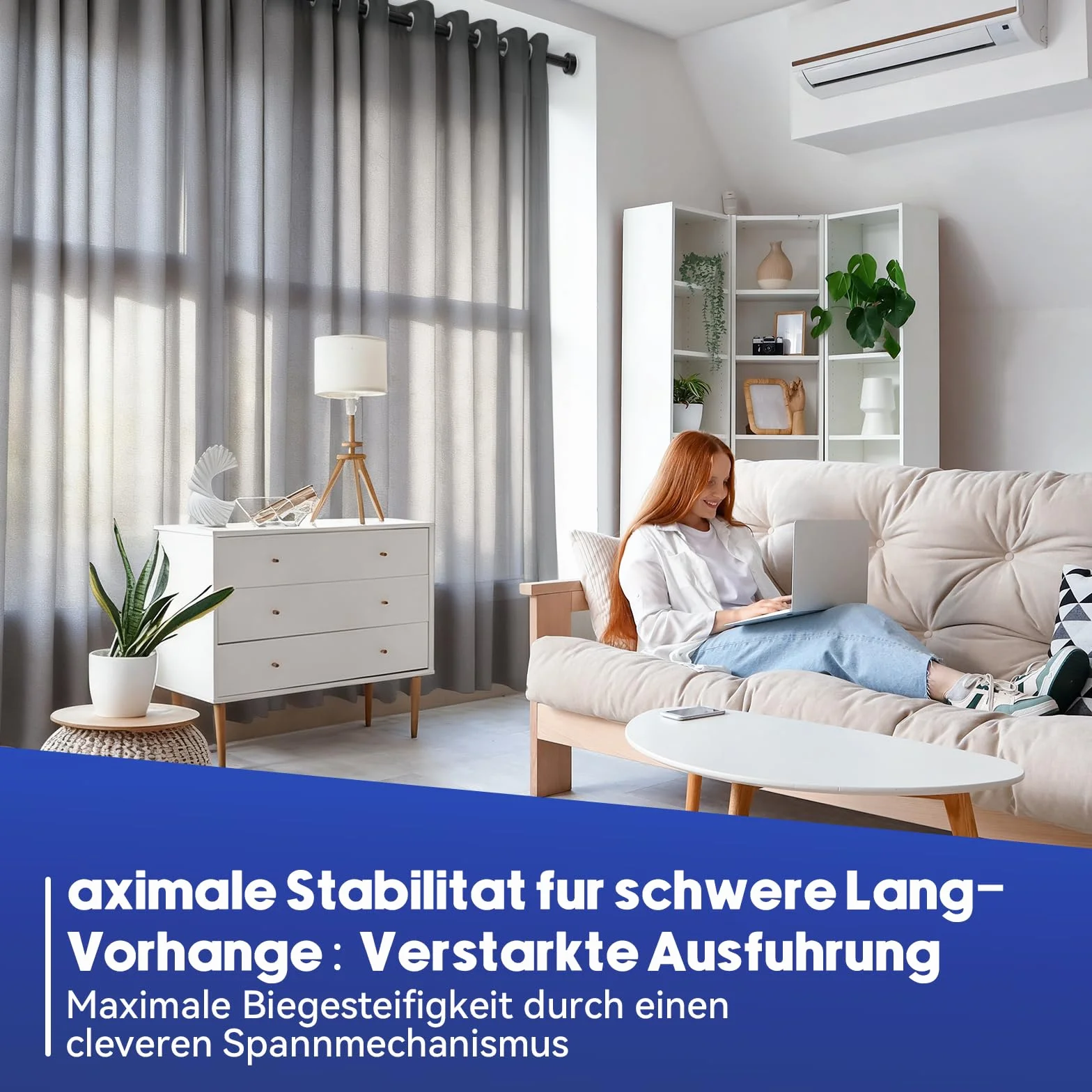 Vista Drążek teleskopowy 210-300 cm, drążek napinający, średnica 32 mm, czarny karnisz bez wiercenia, zacisk, funkcja antypoślizgowego i blokującego do zasłon, okna