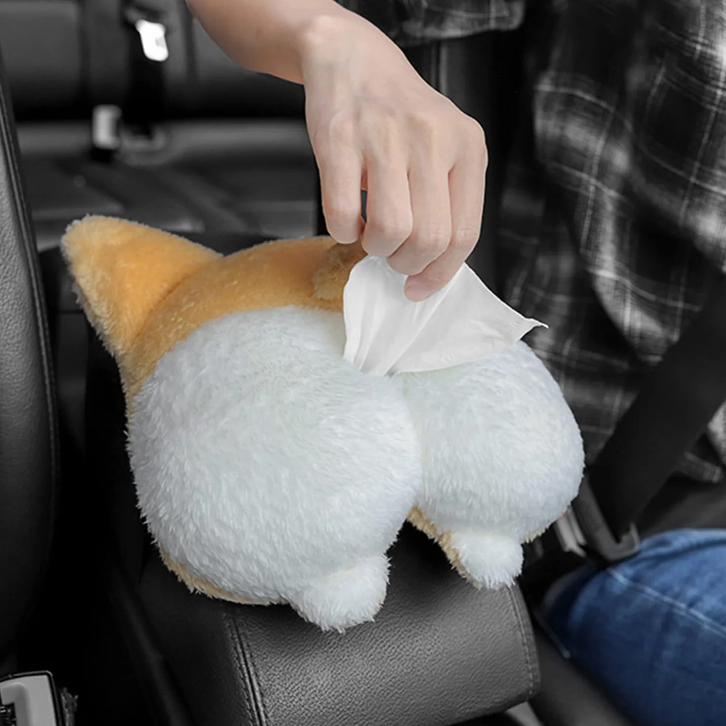 Pluszowy Dozownik Chusteczek Corgi Do Samochodu, Domu, Sypialni - Słodki, Zabawny Pojemnik Na Chusteczki Higieniczne