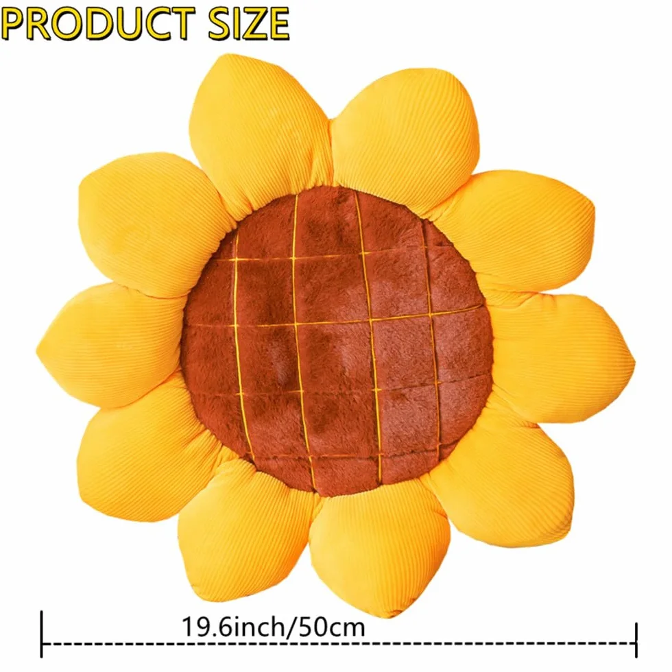 NatureMan Słonecznik poduszka podłogowa 50 cm poduszka w kształcie kwiatu urocza poduszka dekoracyjna pluszowa poduszka do sypialni na sofę krzesło