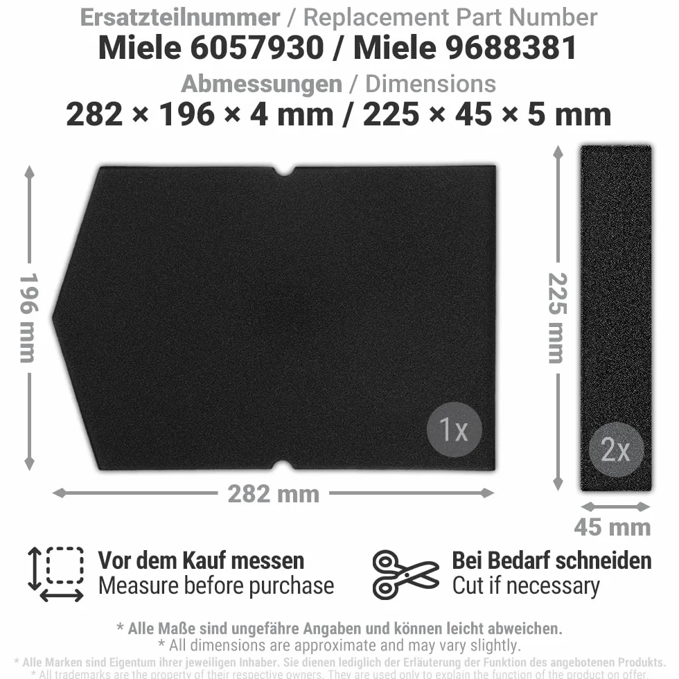 Siegvoll Filtr osuszacza kompatybilny z Miele 6057930 + filtr wymiennika ciepła 9688381/9688380 | Filtr piankowy Filtr gąbkowy | Filtr kłaczków do suszarki bębnowej suszarki z pompą ciepła