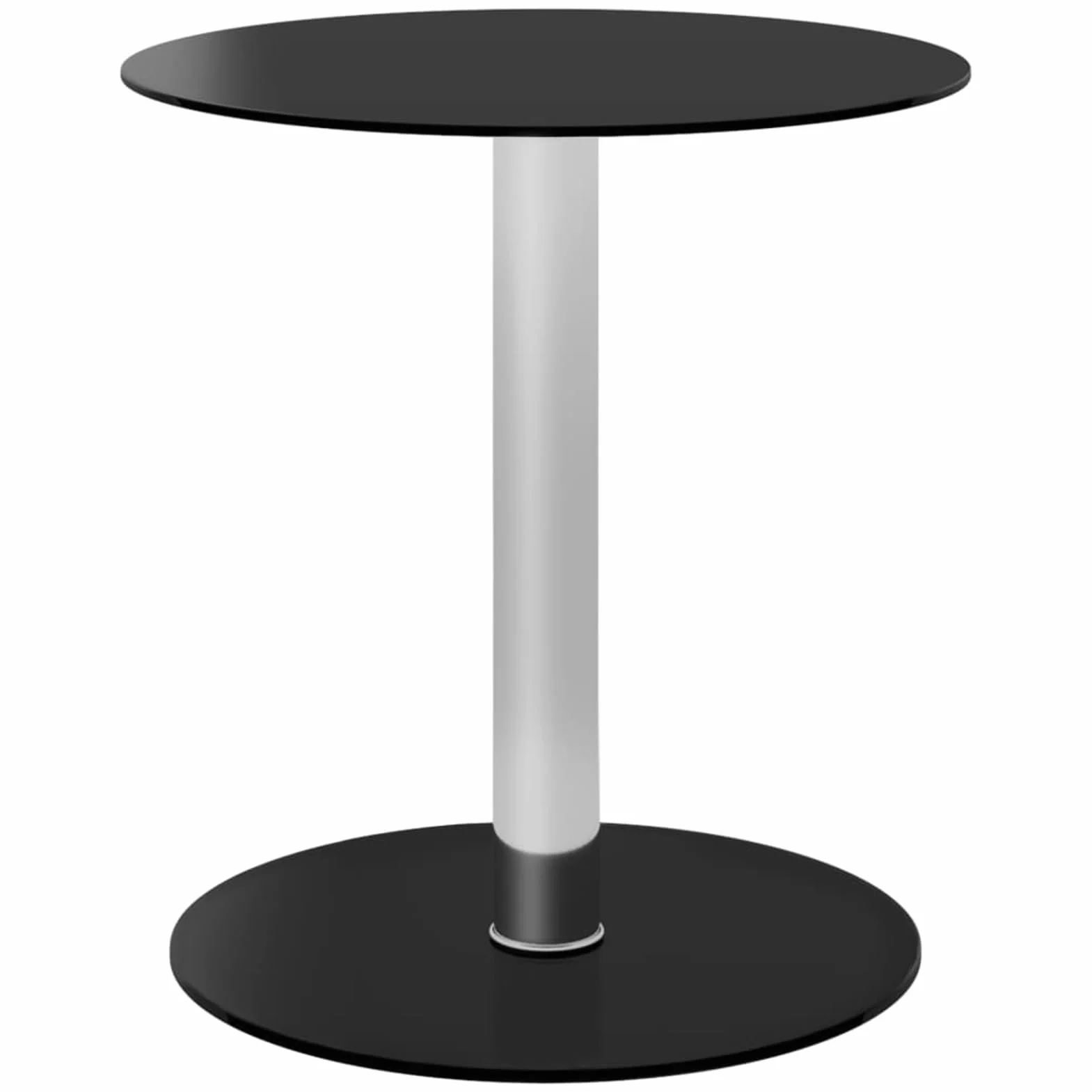 Stolik kawowy, czarny, średnica 40 cm, szkło hartowane z aluminiową ramą – stolik pomocniczy, stolik kawowy i stolik pod telefon do salonu, salonu i biura